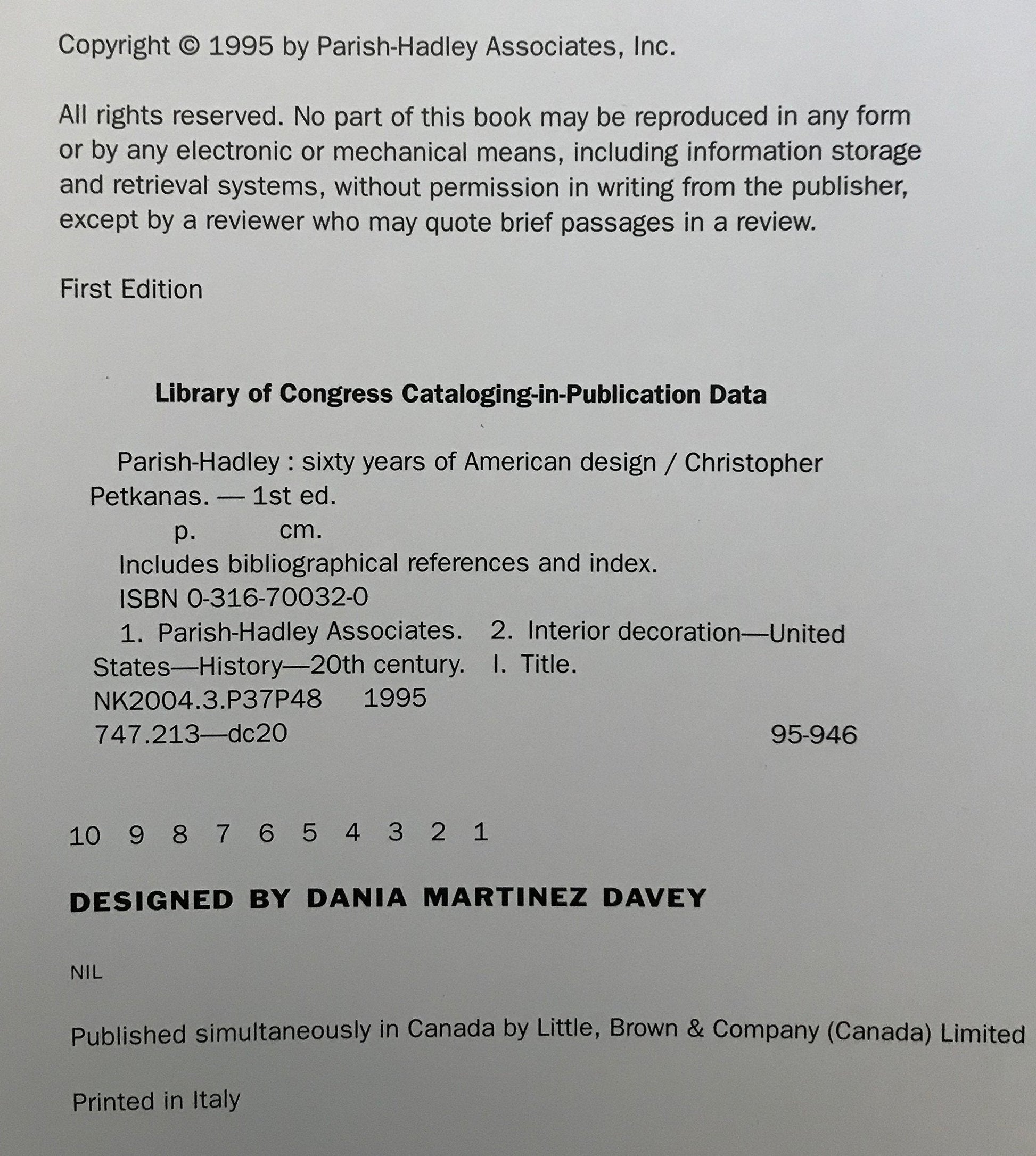 Parish-Hadley: Sixty Years of American Design used book depot