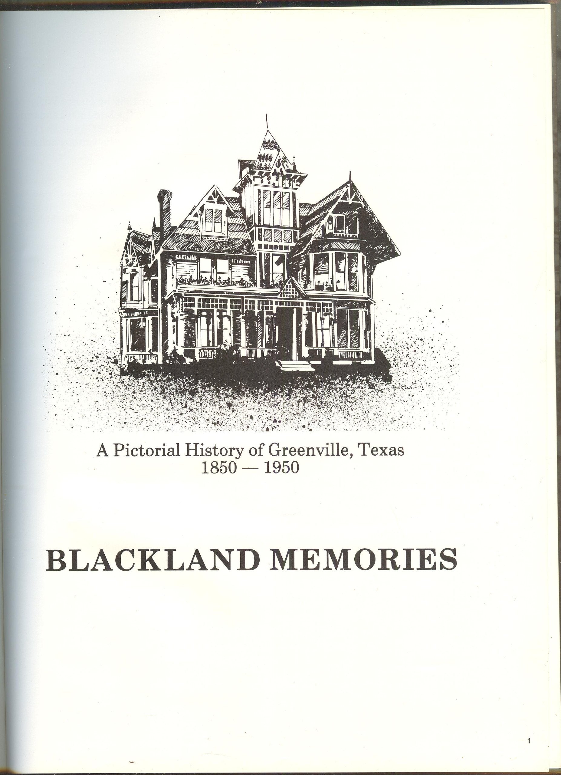 Blackland Memories: A Pictorial History of Greenville,Texas 1850-1950 used book depot