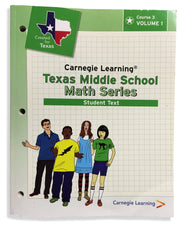 Carnegie Learning Texas Middle School Math Series, Student Text, Vol. 1 & 2 used book depot