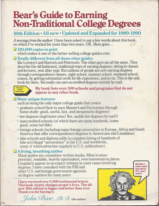 Bears Guide to Earning NonTraditional College Degrees Bears Guide to Earning Degrees by Distance Learning Bear, John and Phillips, Steven