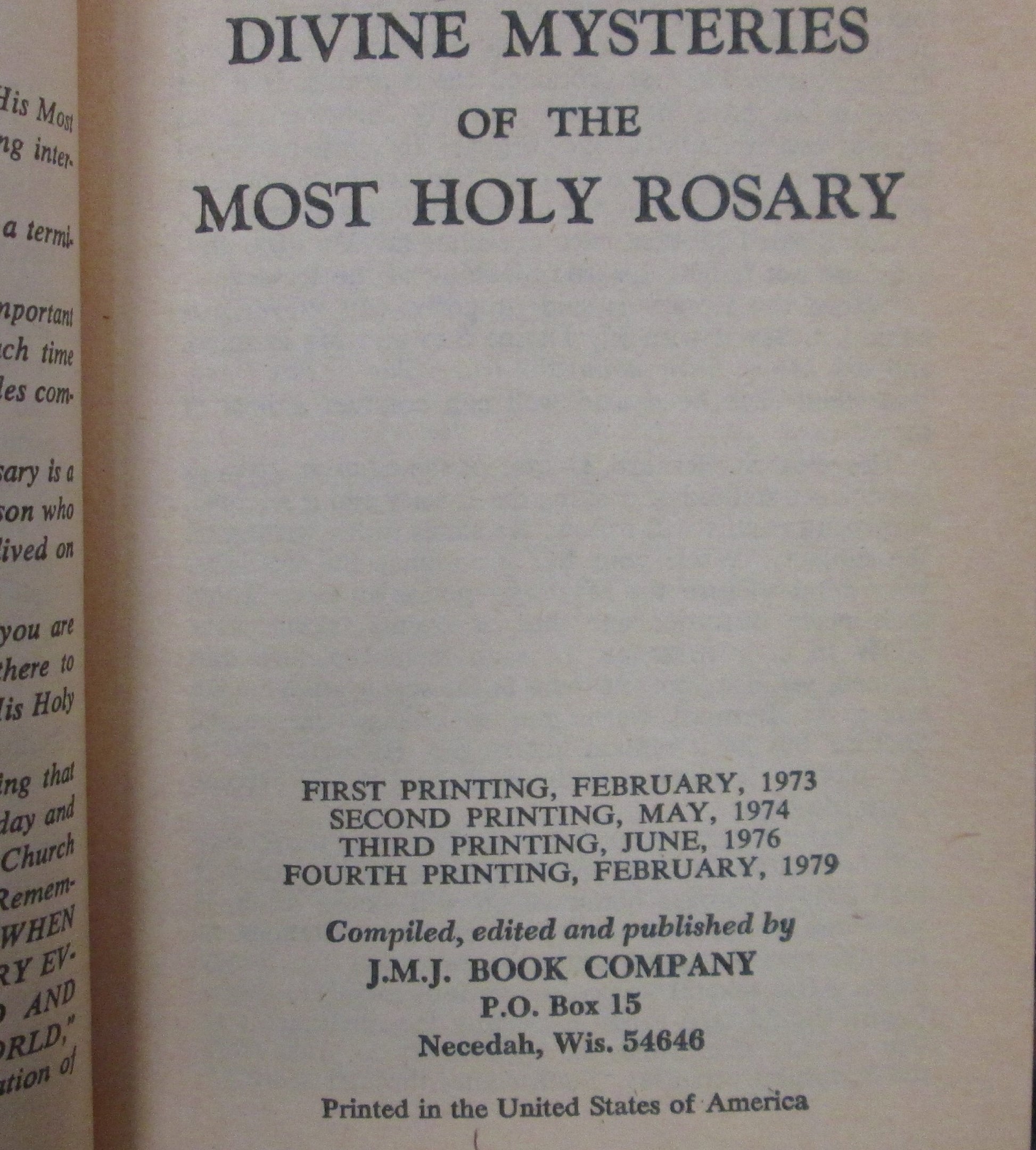 Divine Mysteries of the Most Holy Rosary used book depot