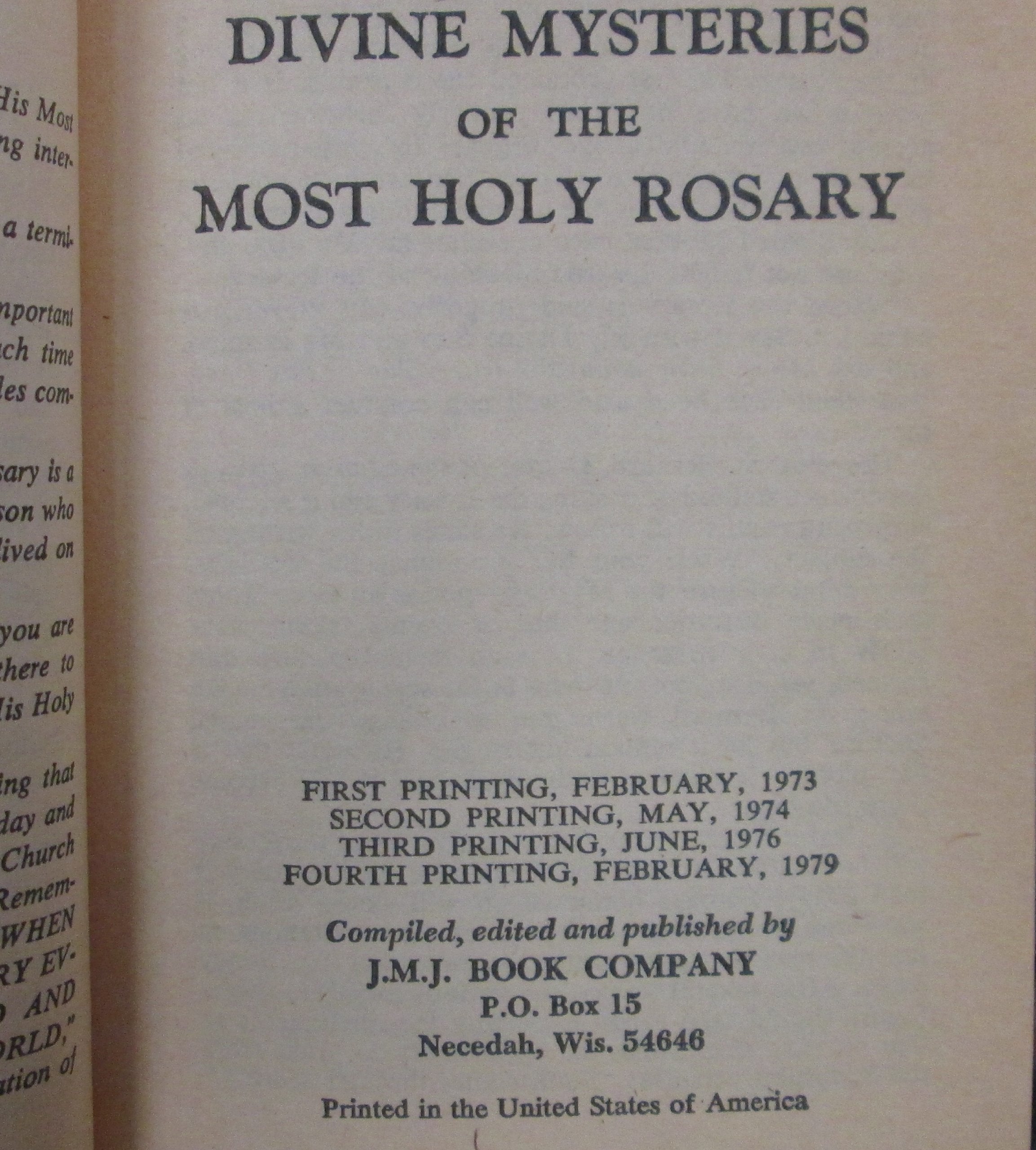 Divine Mysteries of the Most Holy Rosary used book depot
