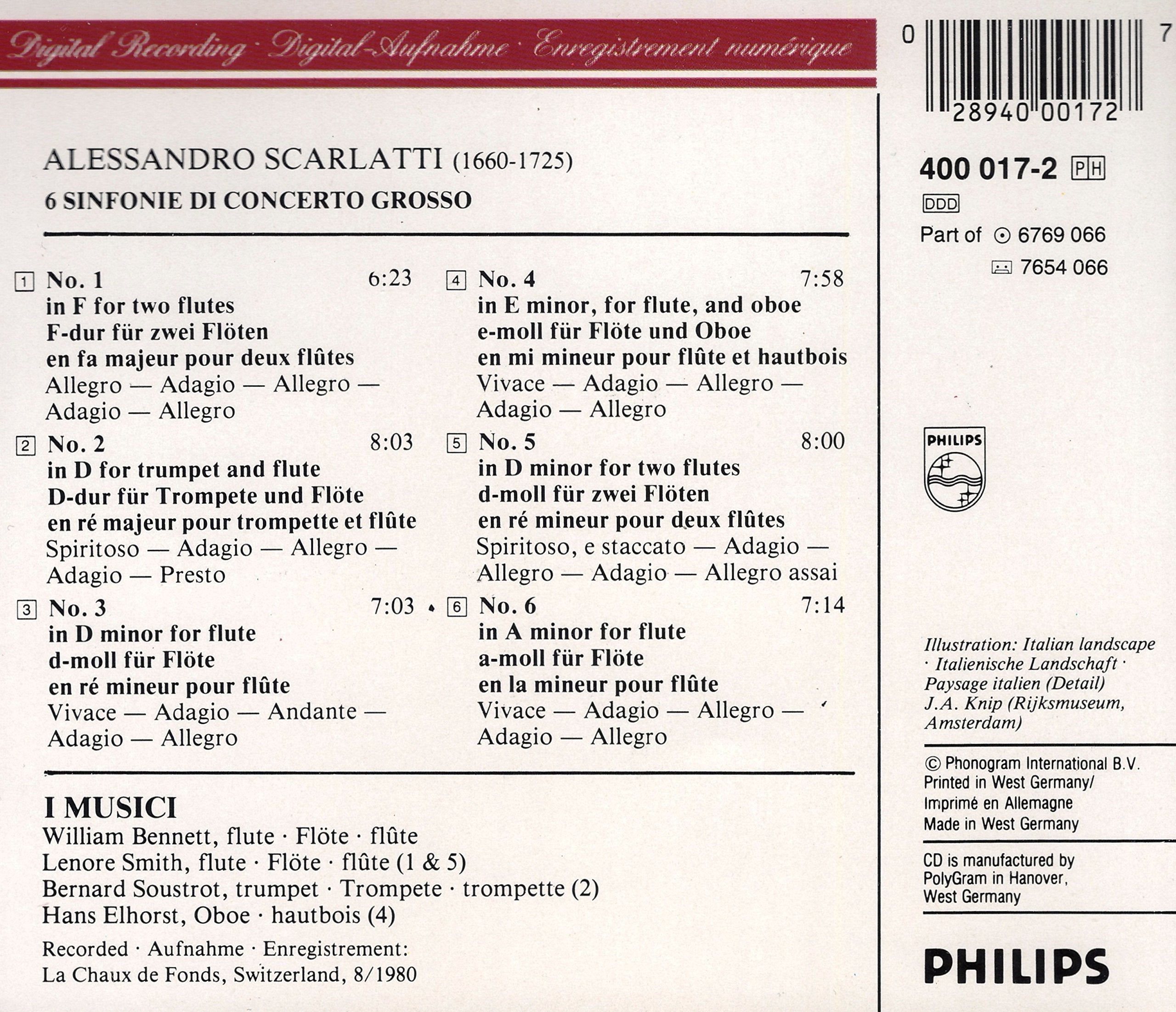 Alessandro Scarlatti: 6 Sinfonie Di Concerto Grosso used book depot