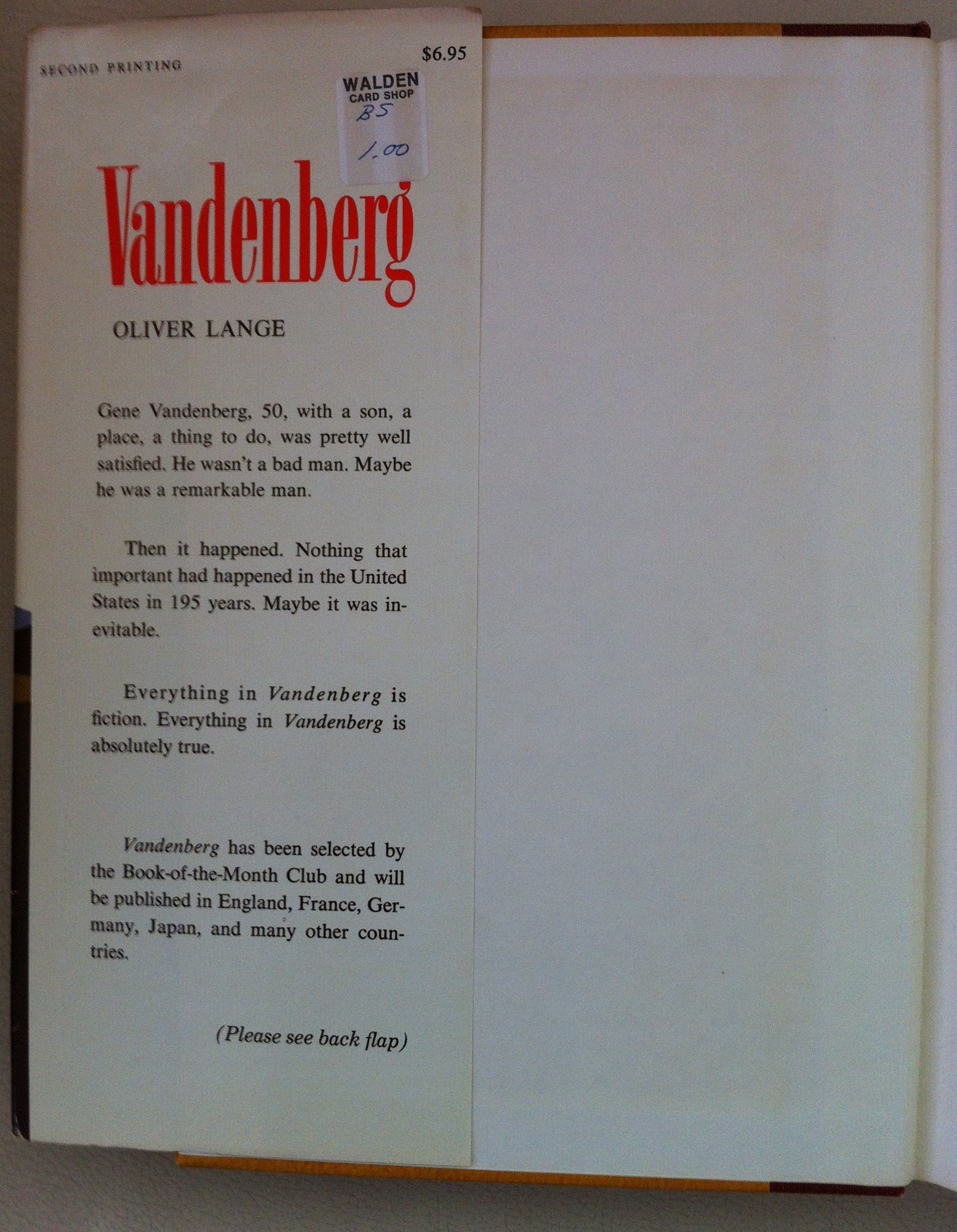 Vandenberg: A Novel used book depot