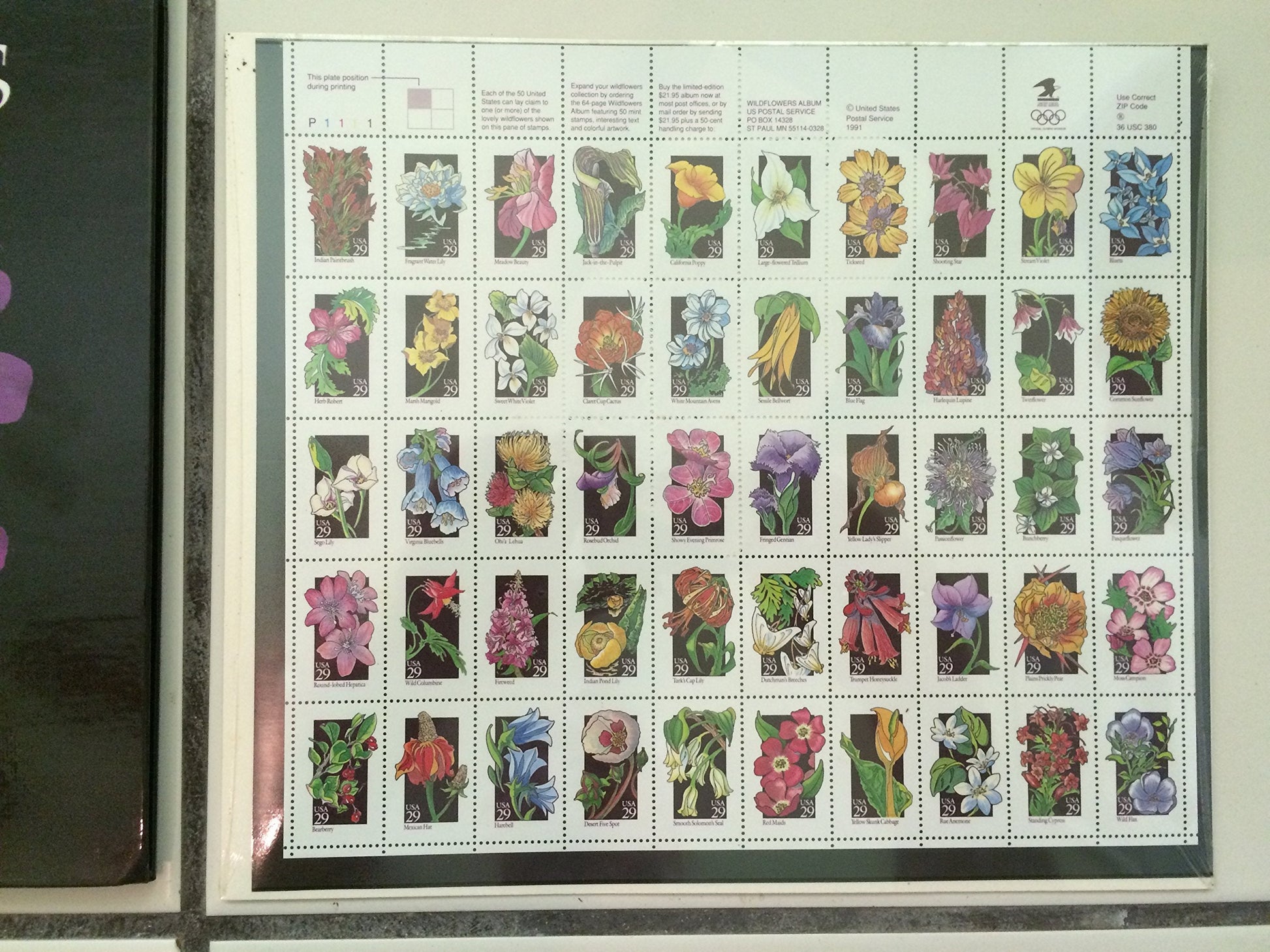 Wild Flowers: a collection of U.S. Commemorative stamps used book depot