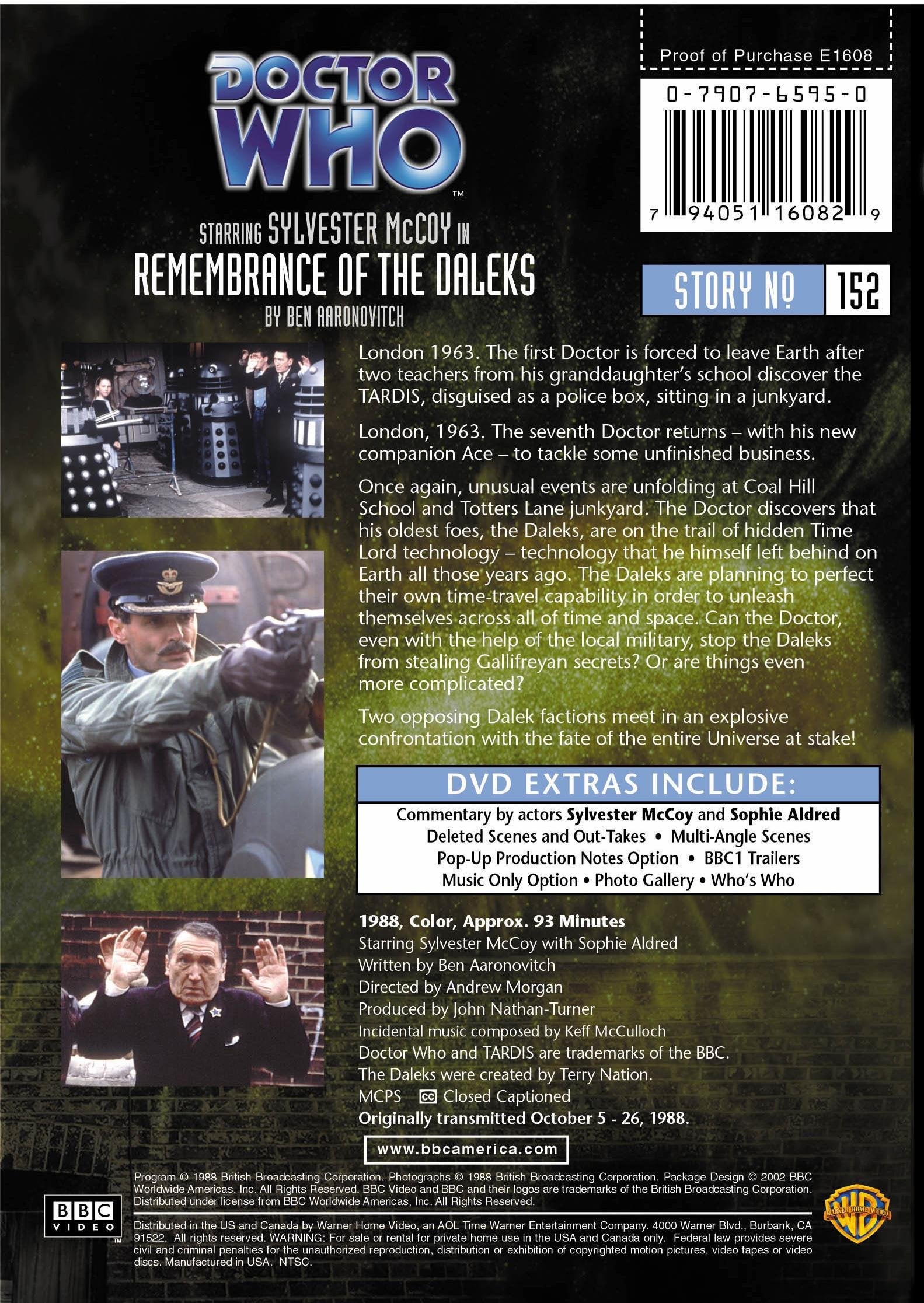Doctor Who: Remembrance of the Daleks (Story 152) [DVD] used book depot