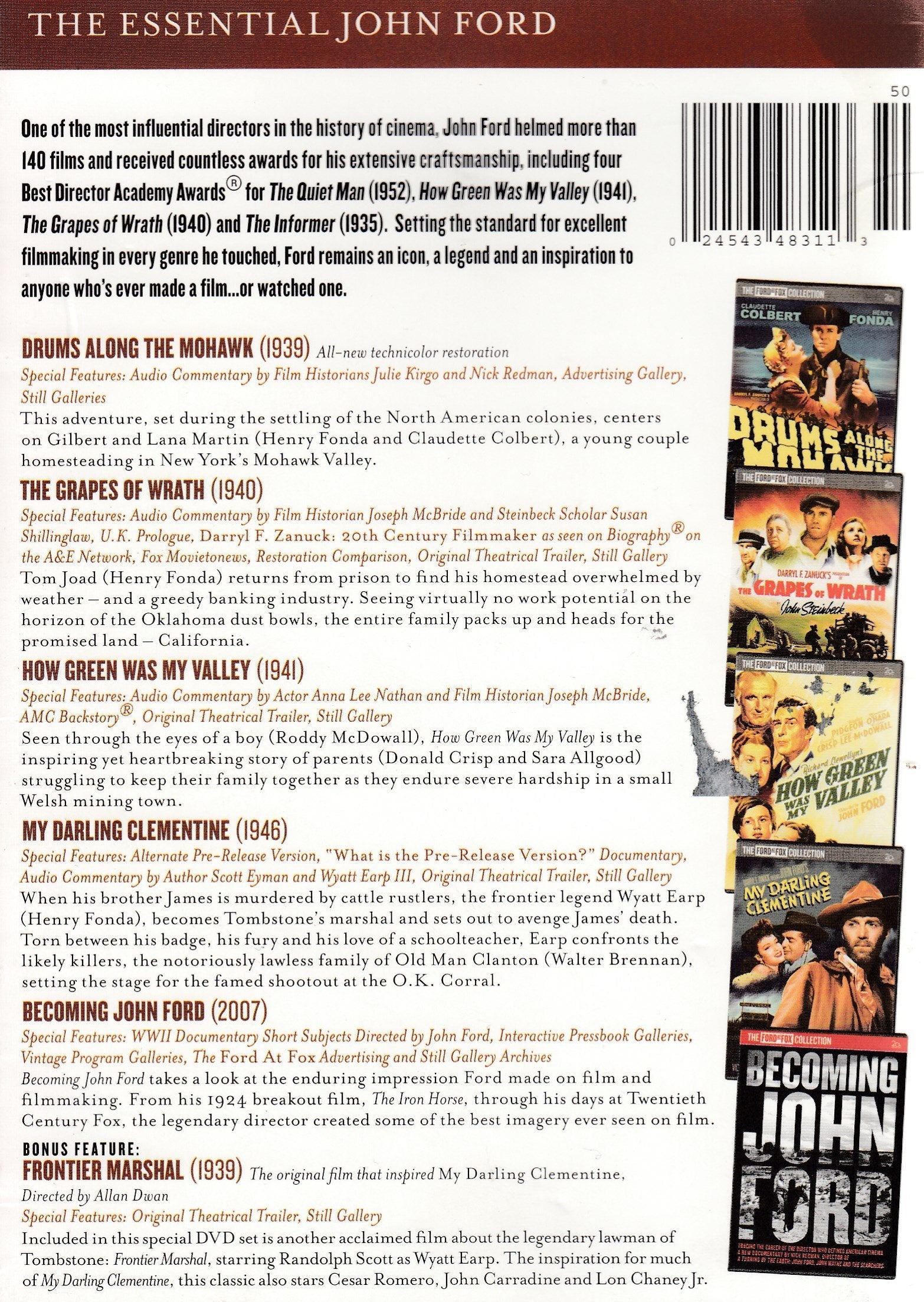 The Essential John Ford: Ford At Fox Collection (Frontier Marshal / My Darling Clementine / Drums Along the Mohawk / How Green Was My Valley / The Grapes of Wrath / Becoming John Ford) used book depot