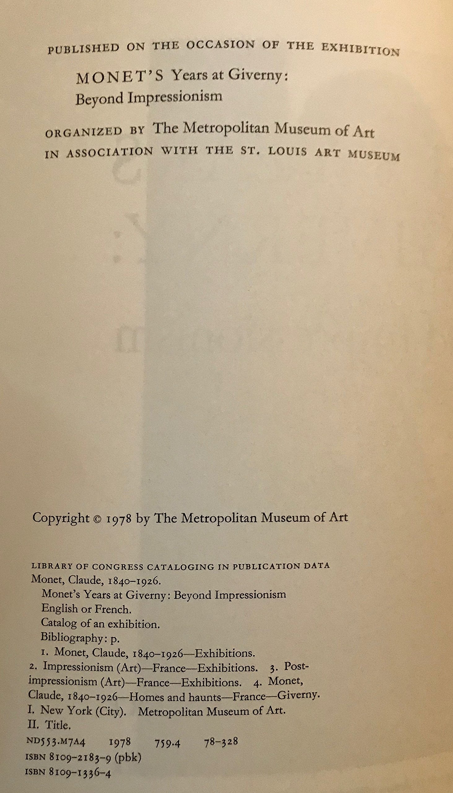 Monet's Years at Giverny: Beyond Impressionism (English and French Edition) used book depot