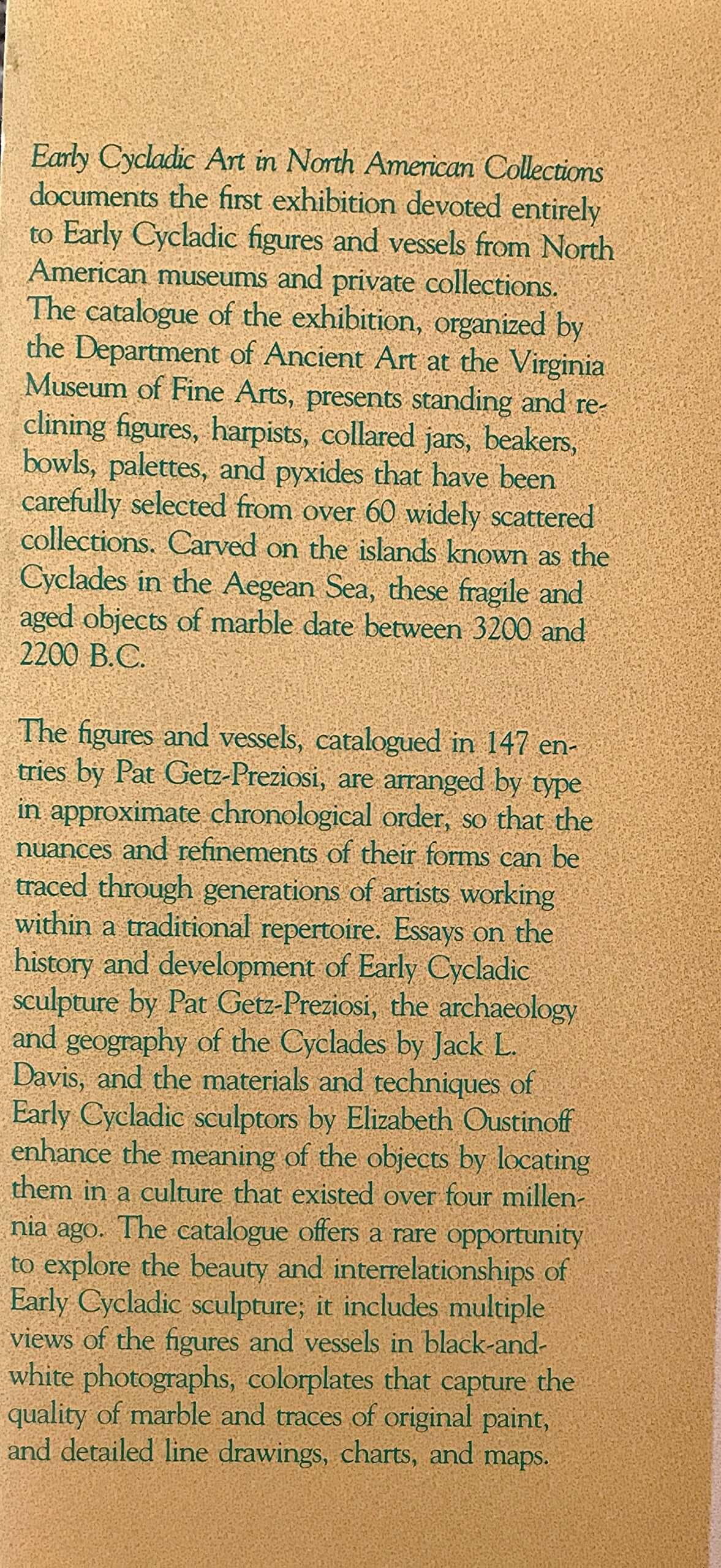 Early Cycladic Art in North American Collections used book depot