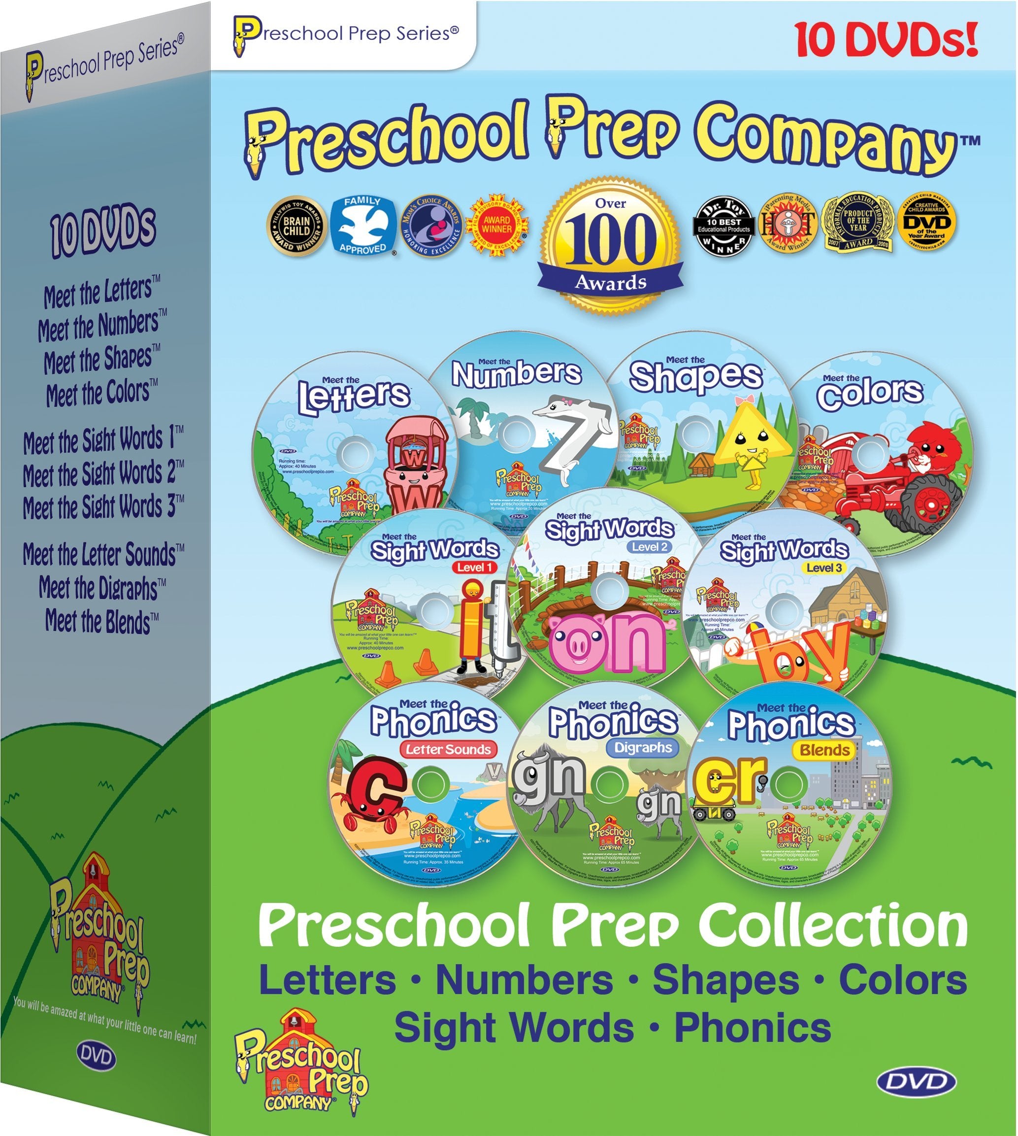 Preschool Prep Series Collection - 10 DVD Boxed Set (Meet the Letters, Meet the Numbers, Meet the Shapes, Meet the Colors, Meet the Sight Words 1, 2 & 3, Meet the Phonics - Letter Sounds, Dig