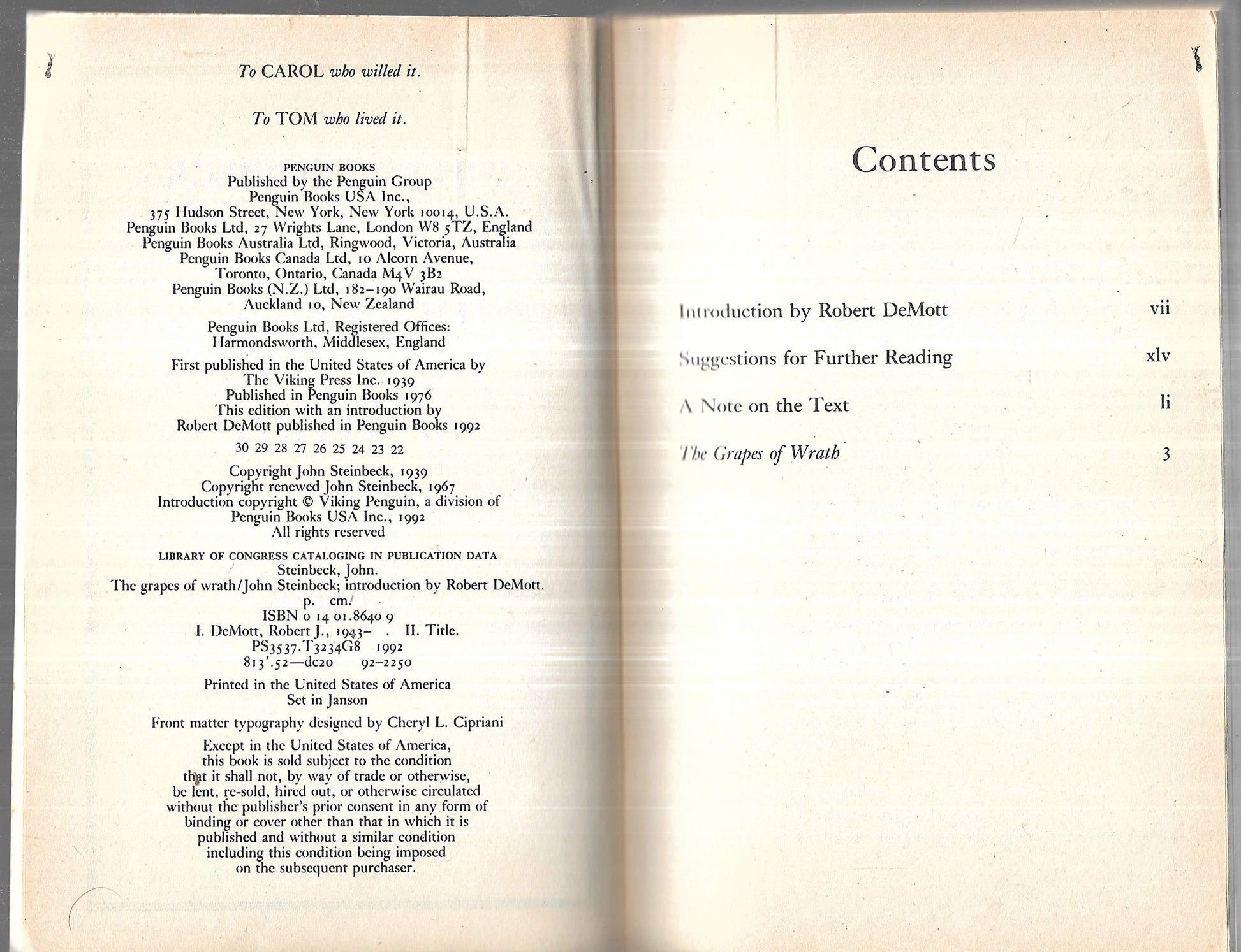 The Grapes of Wrath used book depot