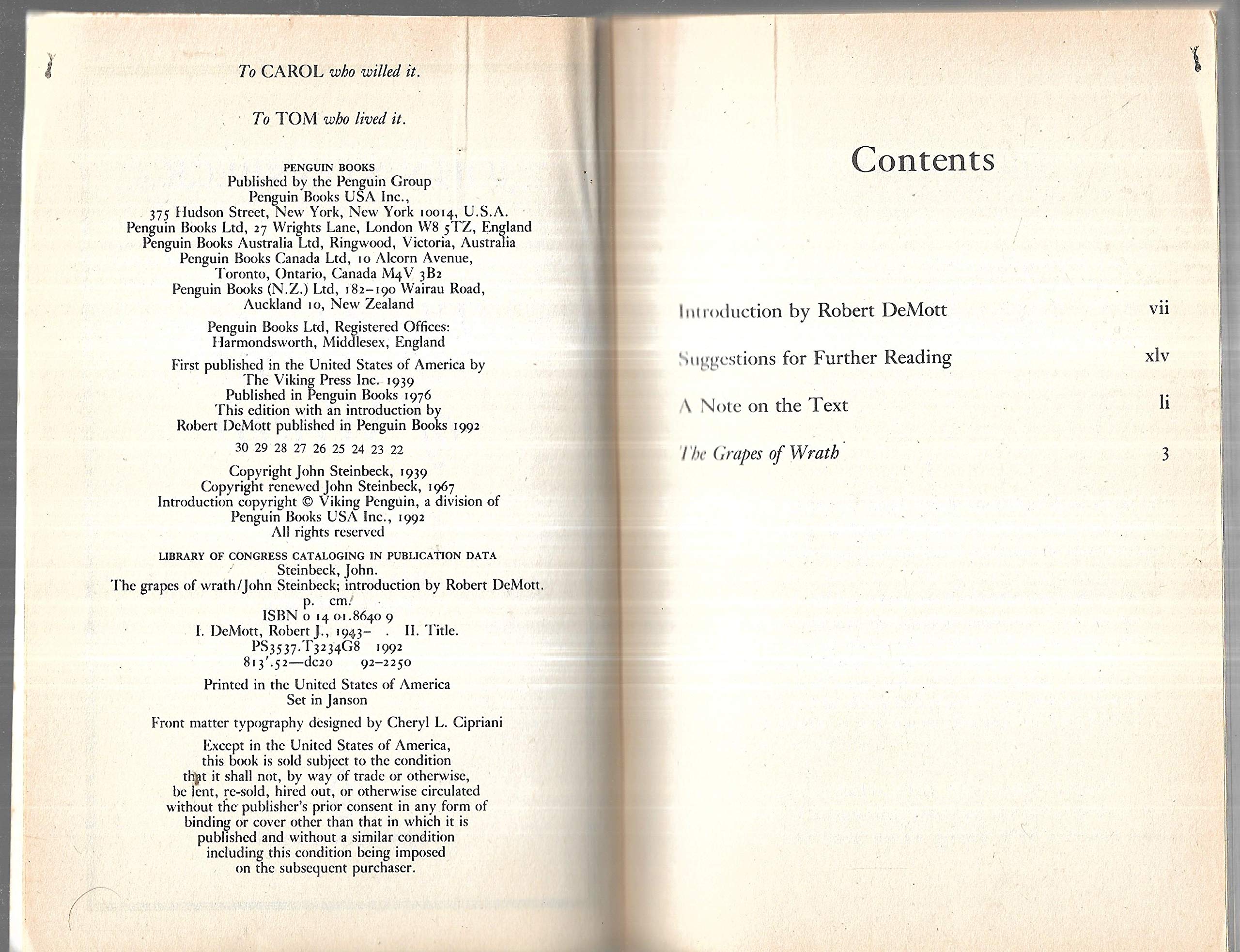 The Grapes of Wrath used book depot