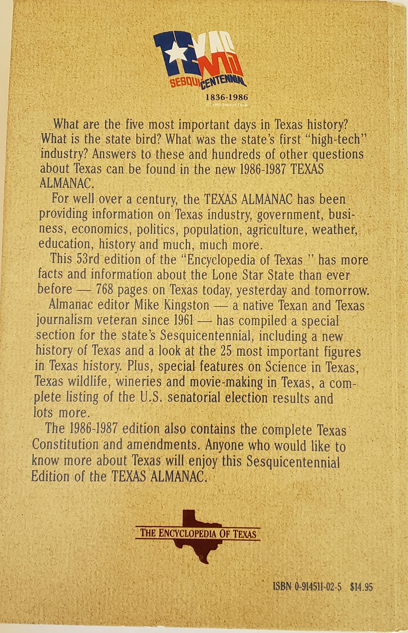 Texas Almanac, 1986-1987: State Industrial Guide used book depot