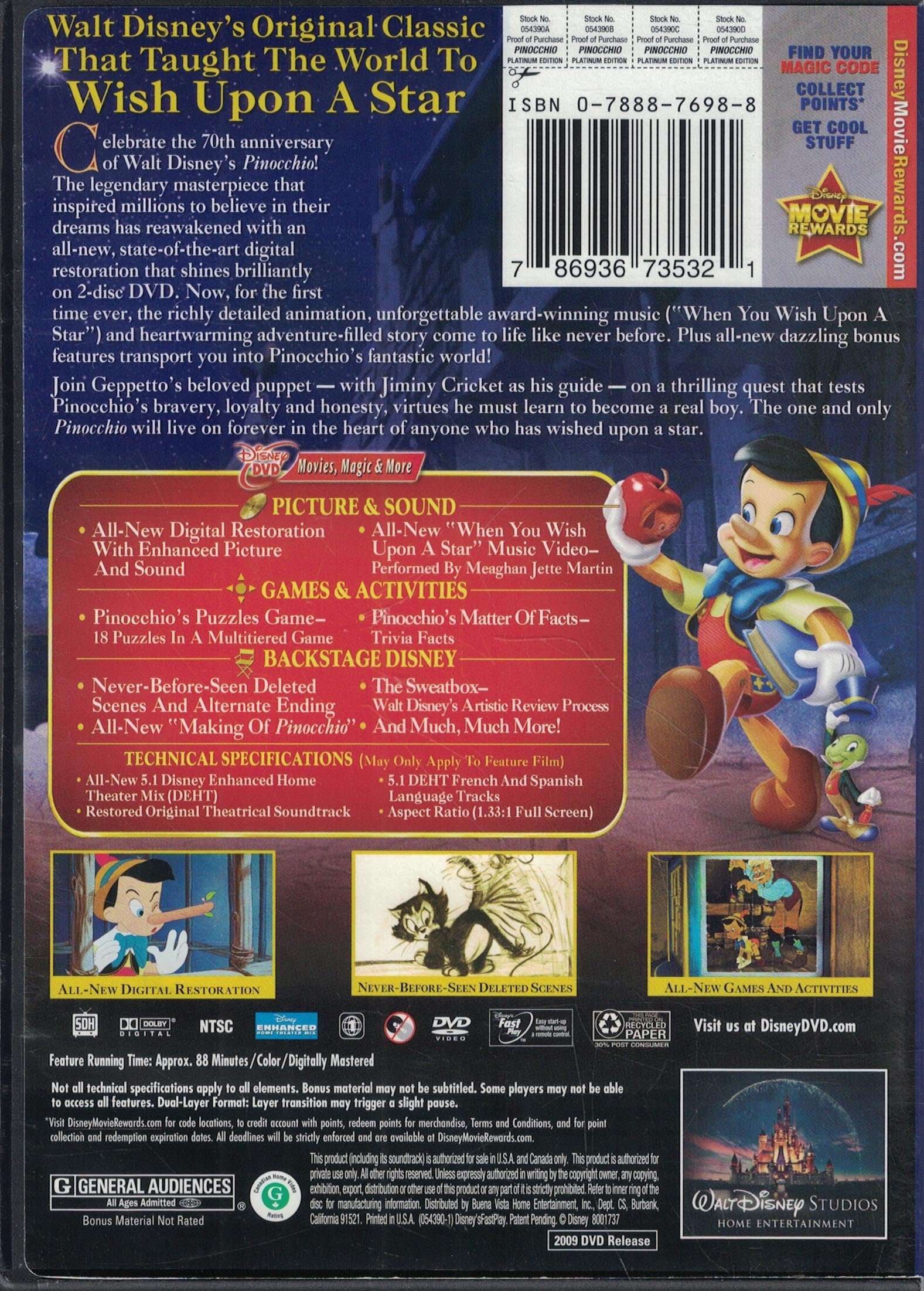 Pinocchio (Two-Disc 70th Anniversary Platinum Edition) used book depot