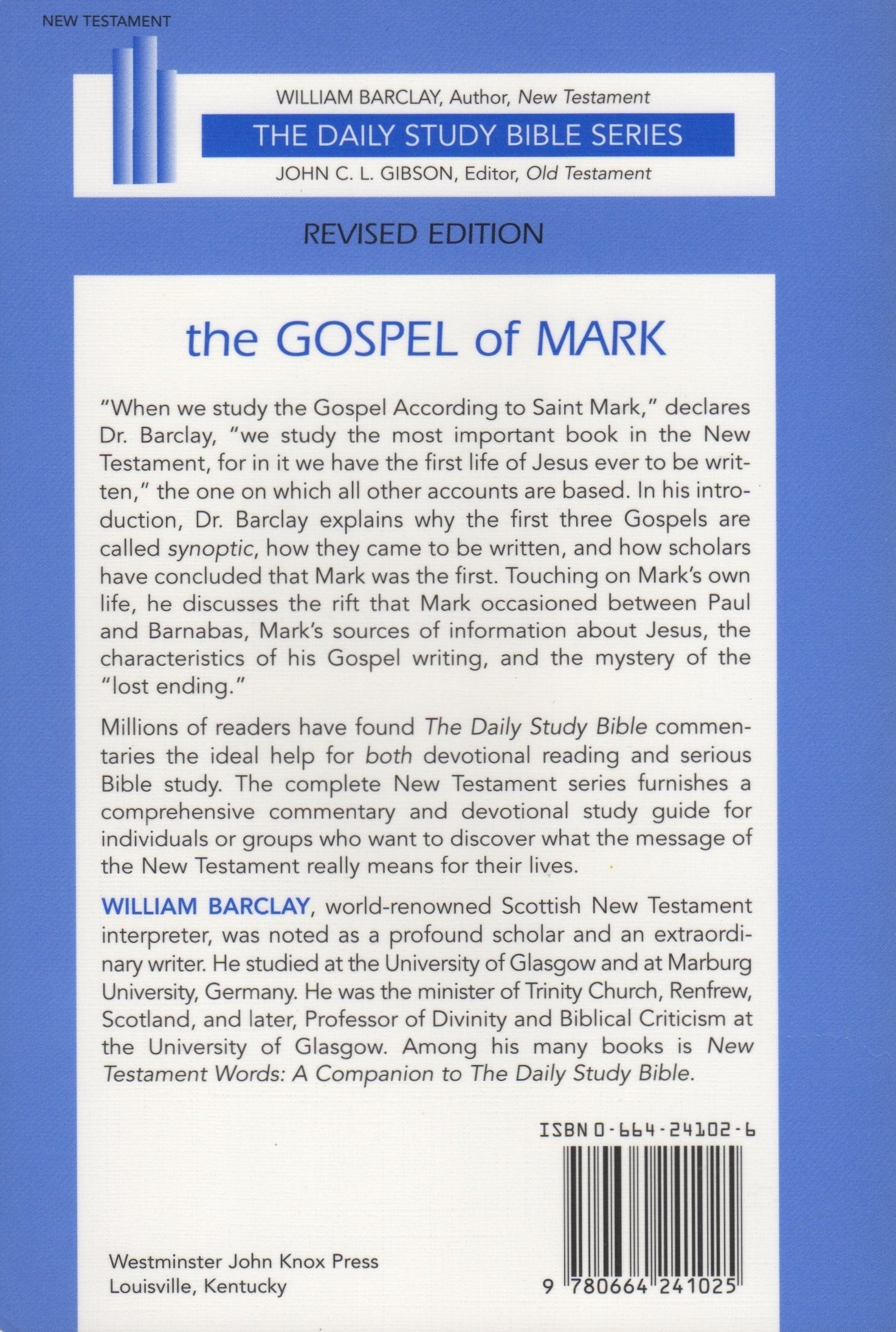 The Gospel of Mark (The Daily Study Bible Series) used book depot