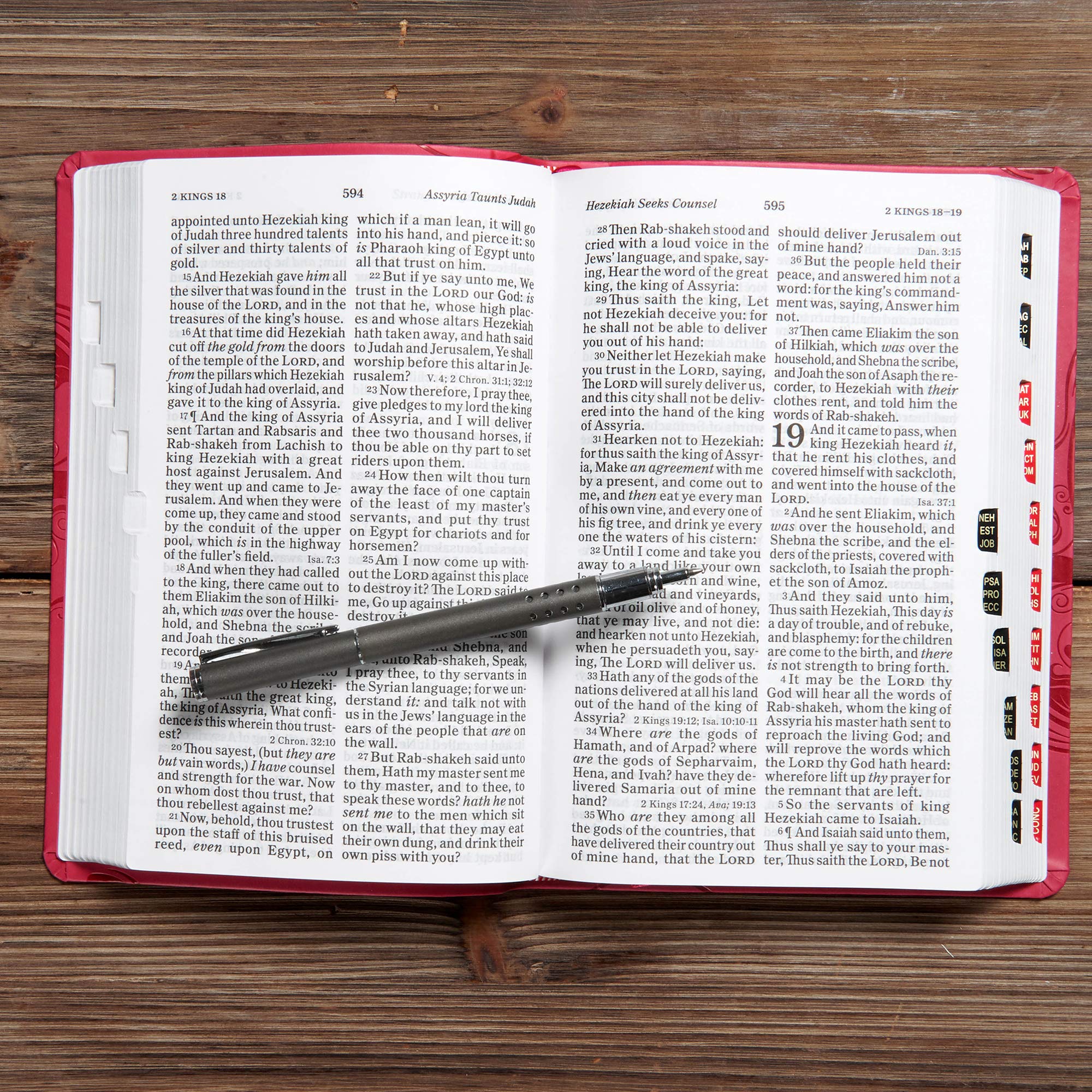KJV Large Print Personal Size Reference Bible, Pink Leathertouch Indexed, Red Letter, Pure Cambridge Text, Presentation Page, Cross-References, Full-Color Maps, Easy-to-Read Bible MCM Type
