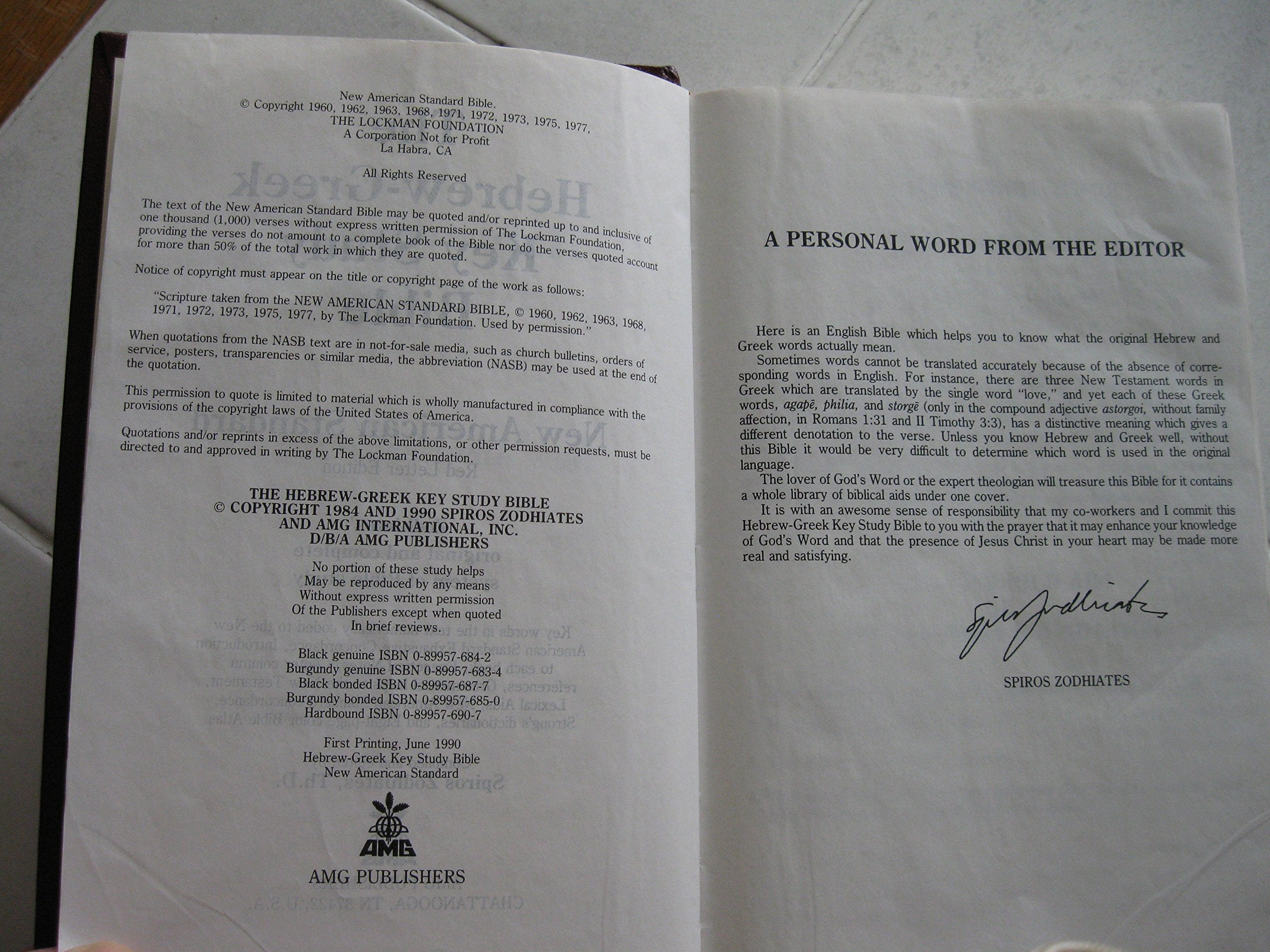 Hebrew-Greek Key Word Study Bible: New American Standard Bible used book depot