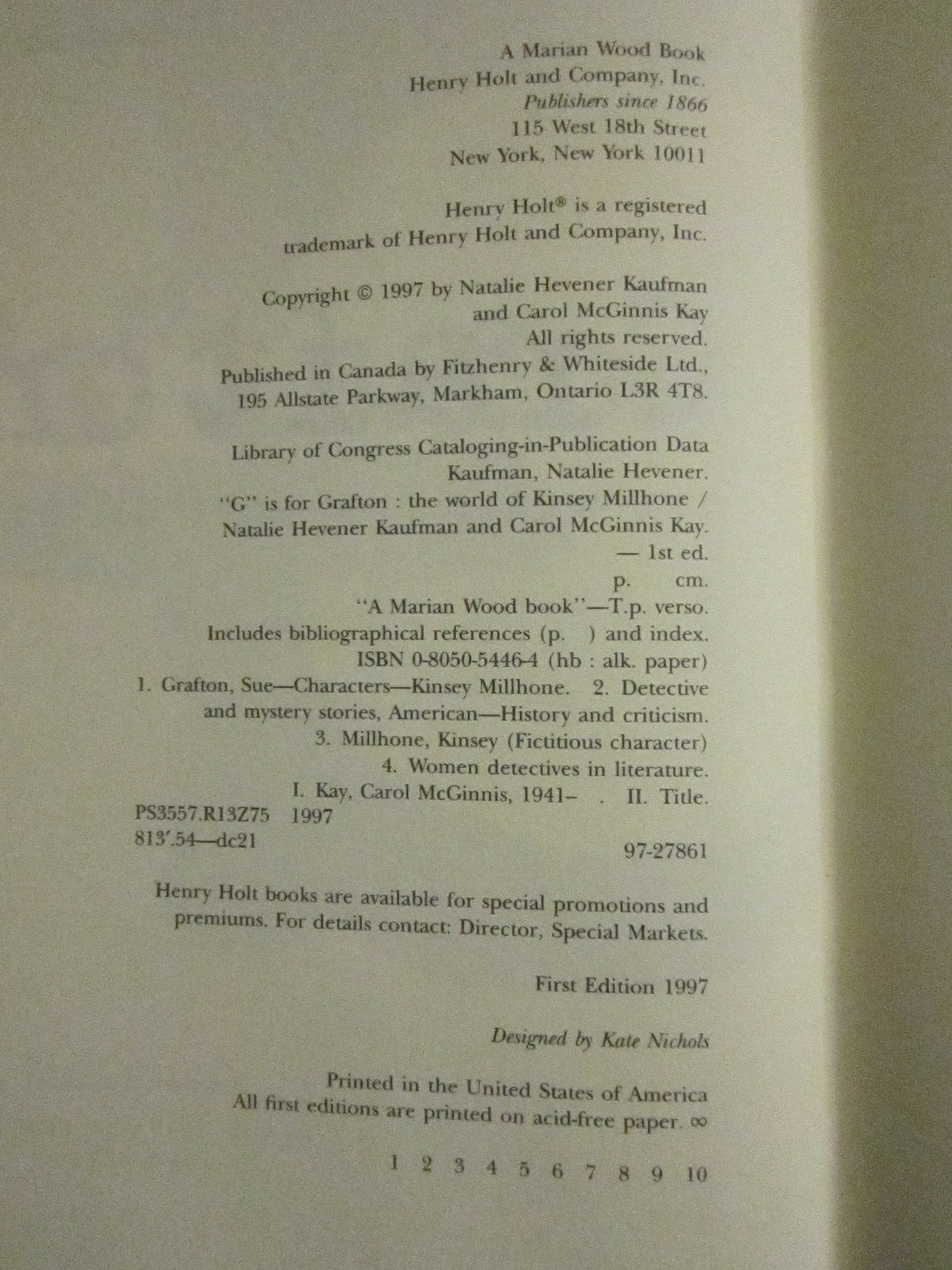 'G' Is for Grafton : The World of Kinsey Millhone used book depot