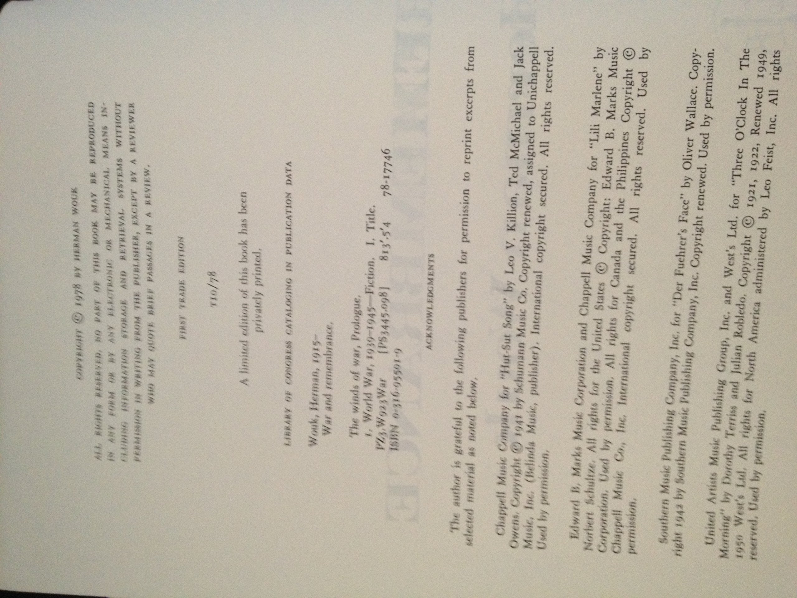 War and Remembrance used book depot