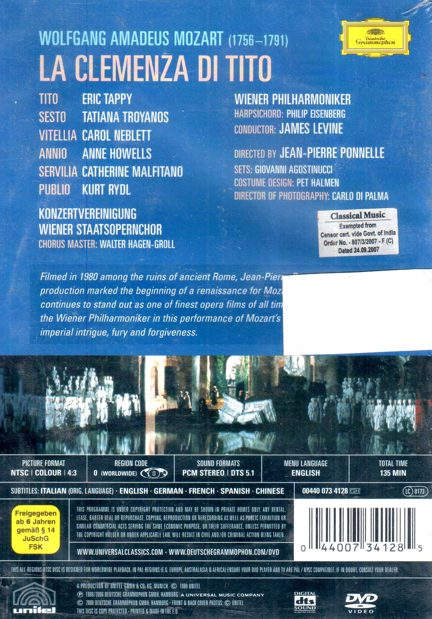 Mozart - La Clemenza di Tito / Tatiana Troyanos, Eric Tappy, Carol Neblett, Catherine Malfitano, Kurt Rydl, James Levine used book depot