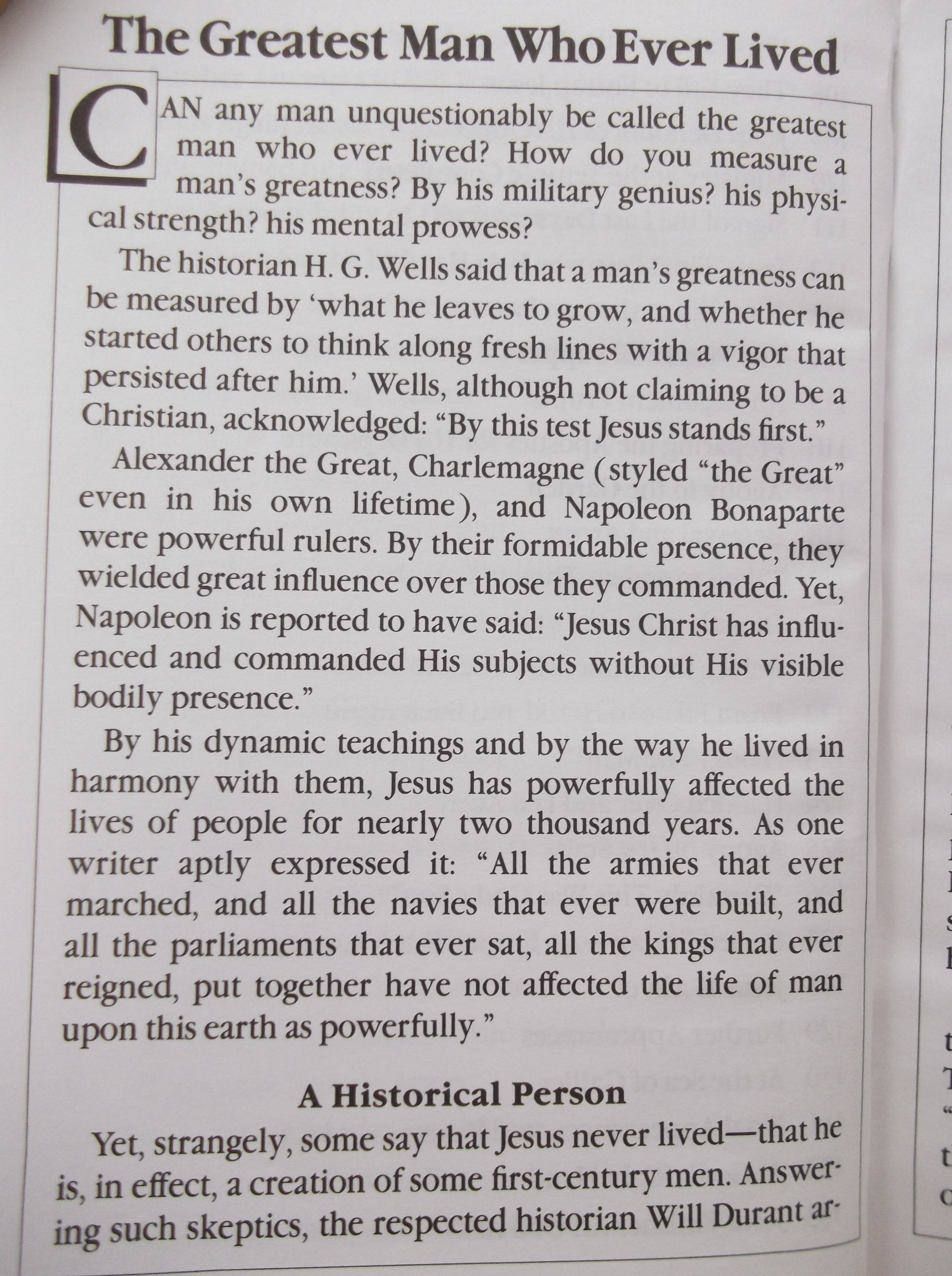 The greatest man who ever lived