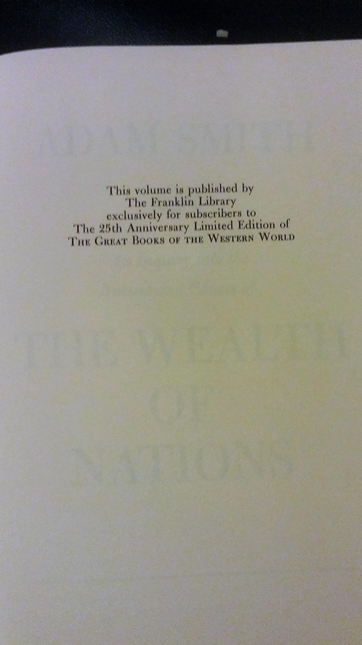 THE WEALTH OF NATIONS Franklin Library used book depot