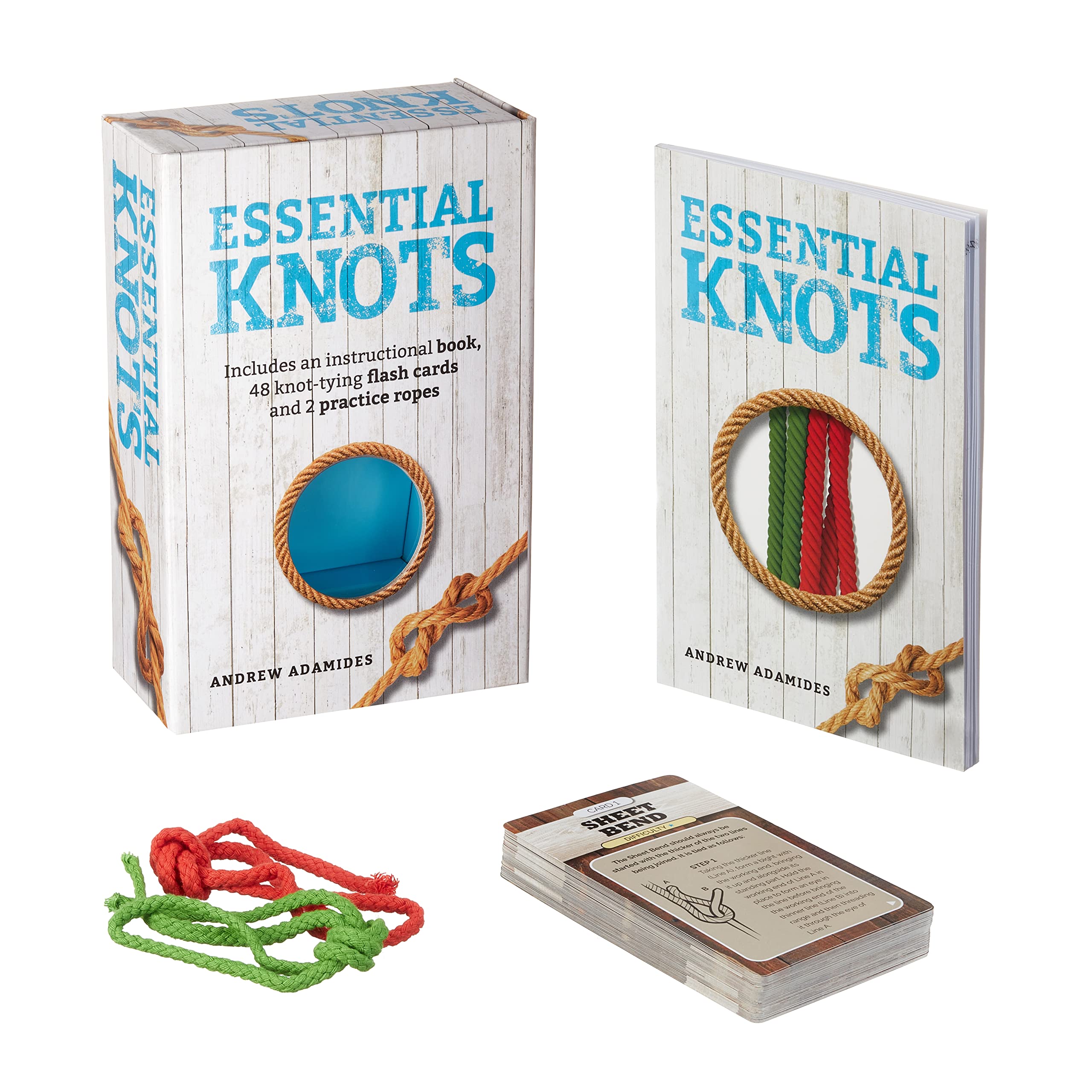 Essential Knots Kit: Includes Instructional Book, 48 Knot Tying Flash Cards and 2 Practice Ropes used book depot