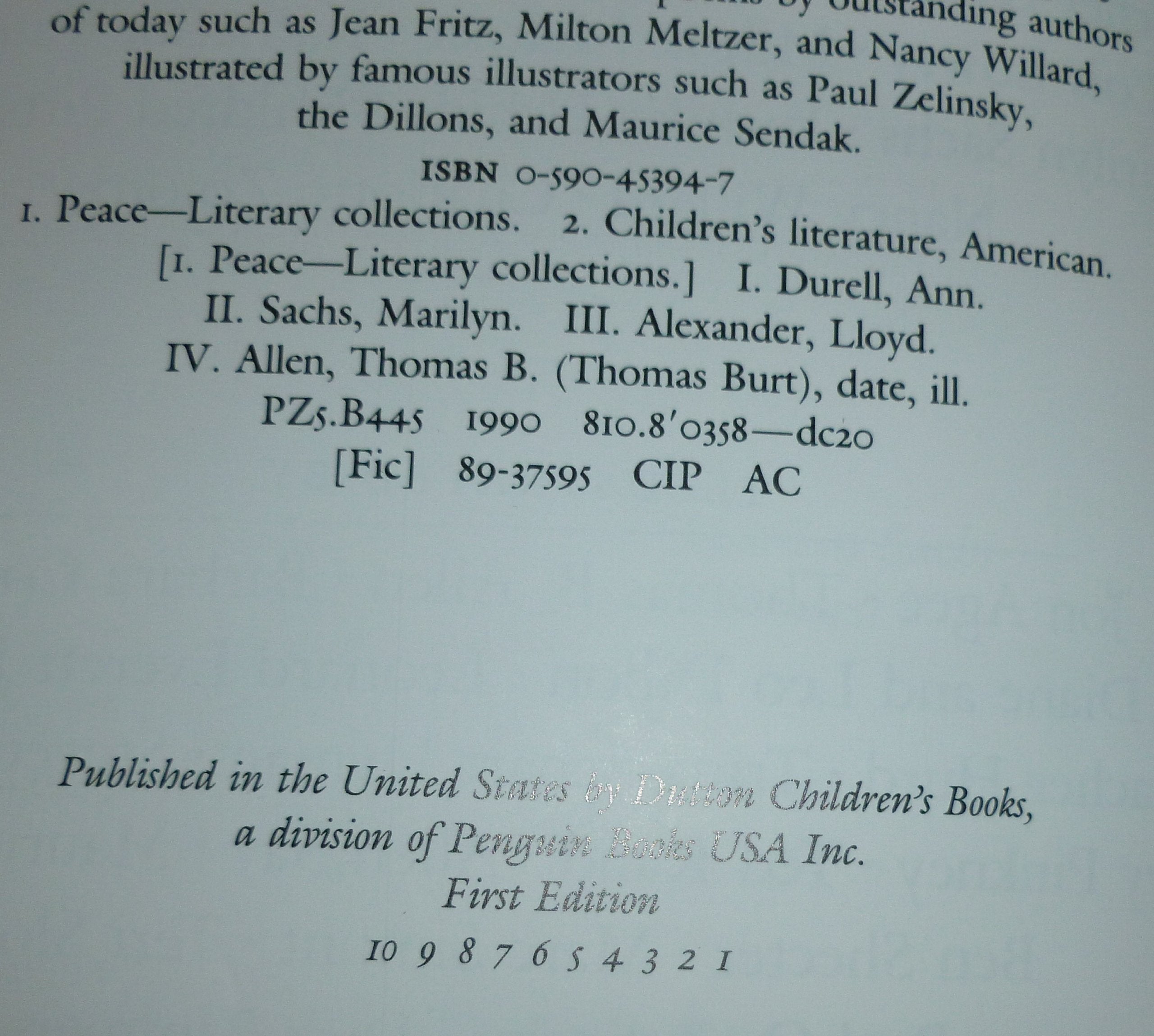 THE BIG BOOK FOR PEACE (1ST PRT IN DJ)
