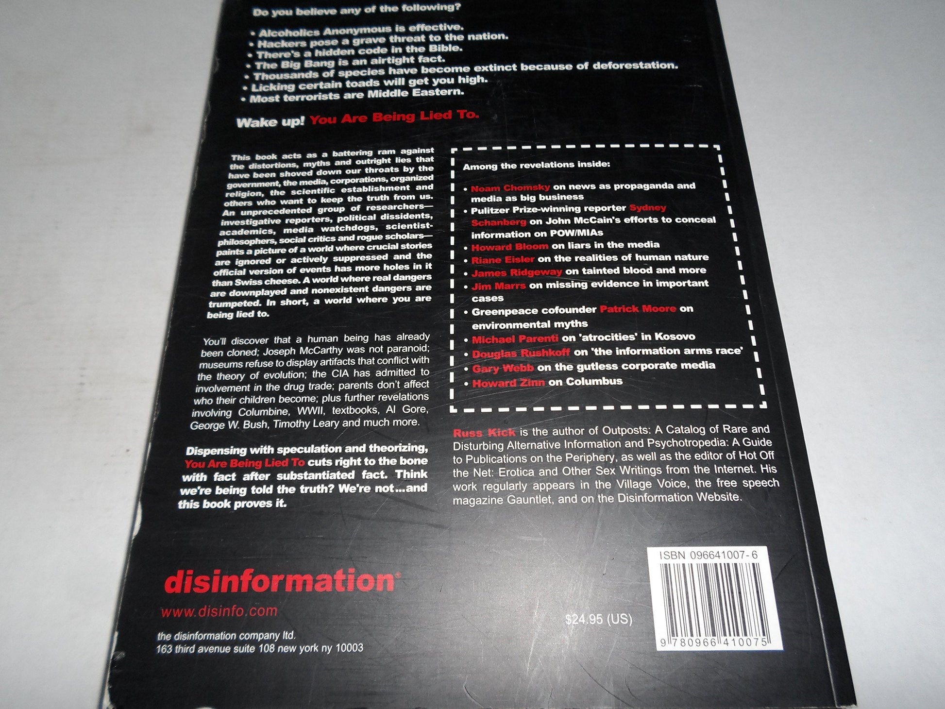 You Are Being Lied To: The Disinformation Guide to Media Distortion, Historical Whitewashes and Cultural Myths used book depot