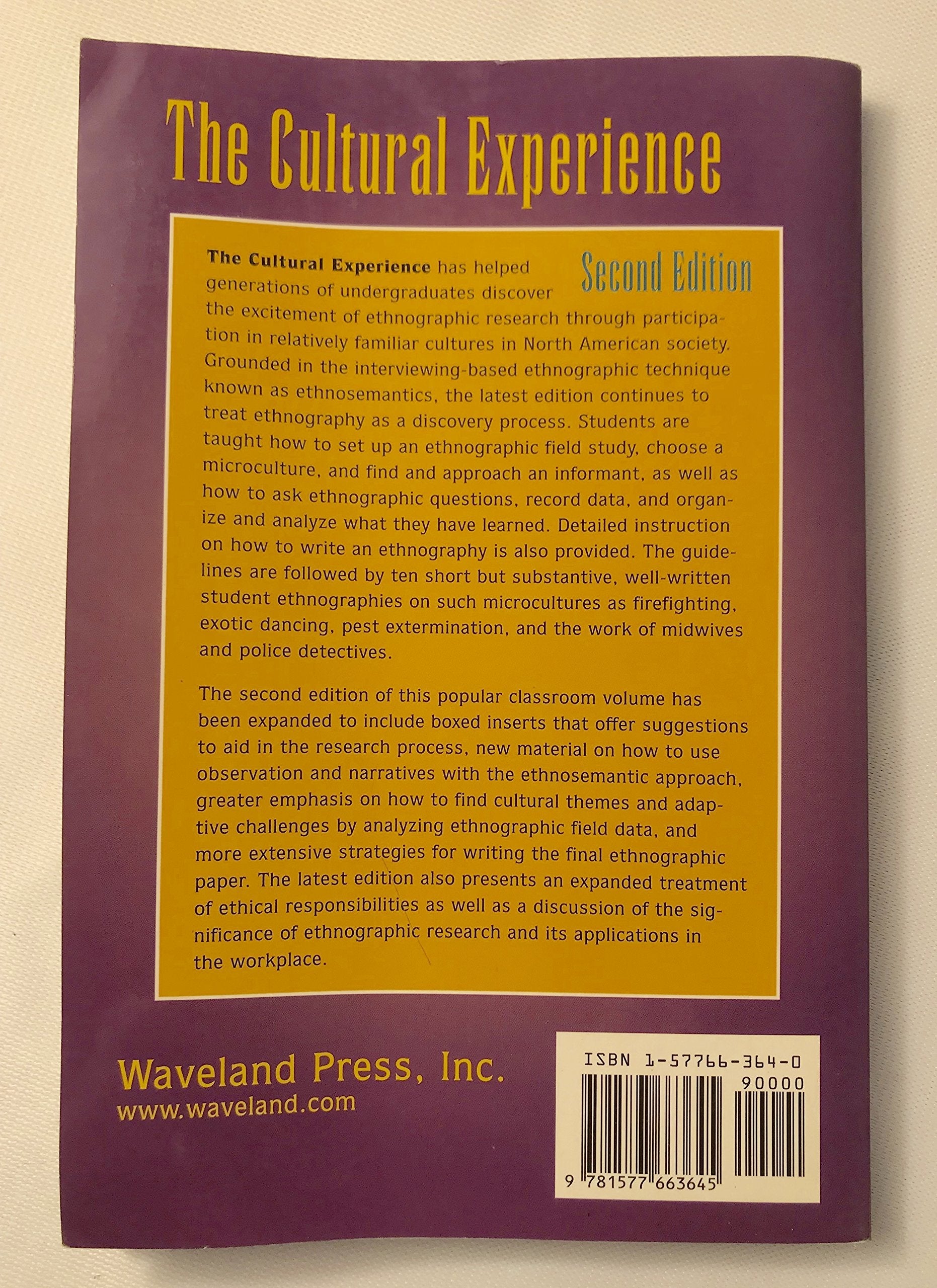 The Cultural Experience: Ethnography in Complex Society used book depot