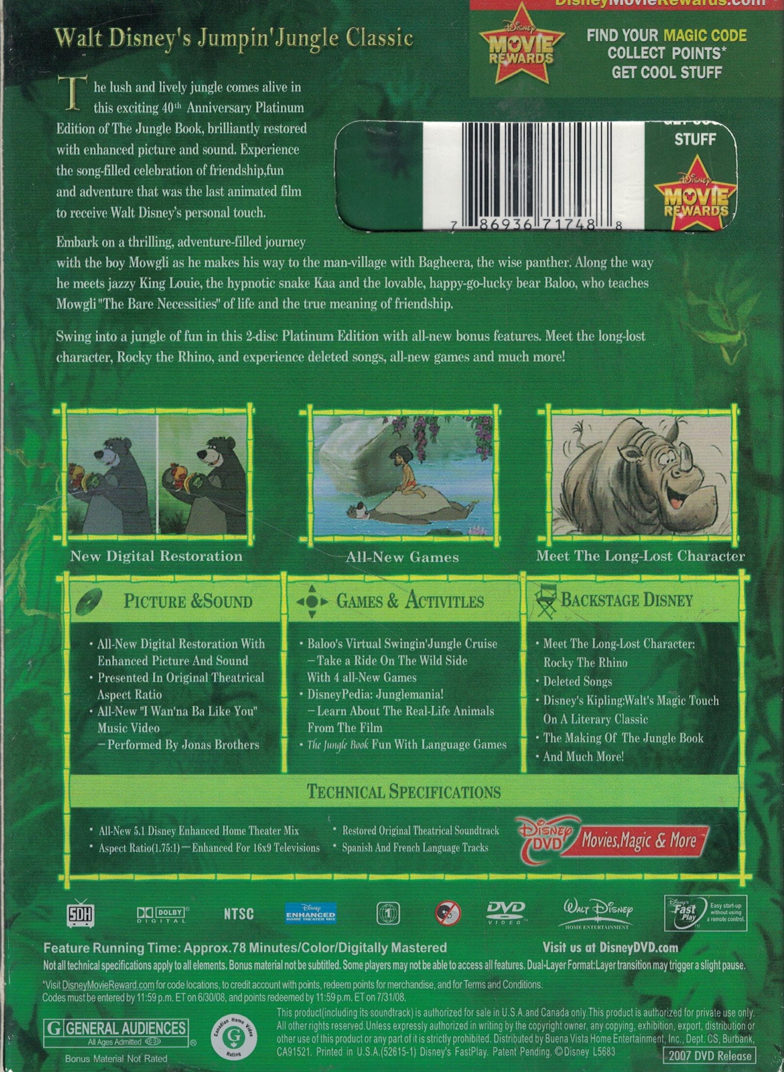 The Jungle Book (Two-Disc 40th Anniversary Platinum Edition) used book depot