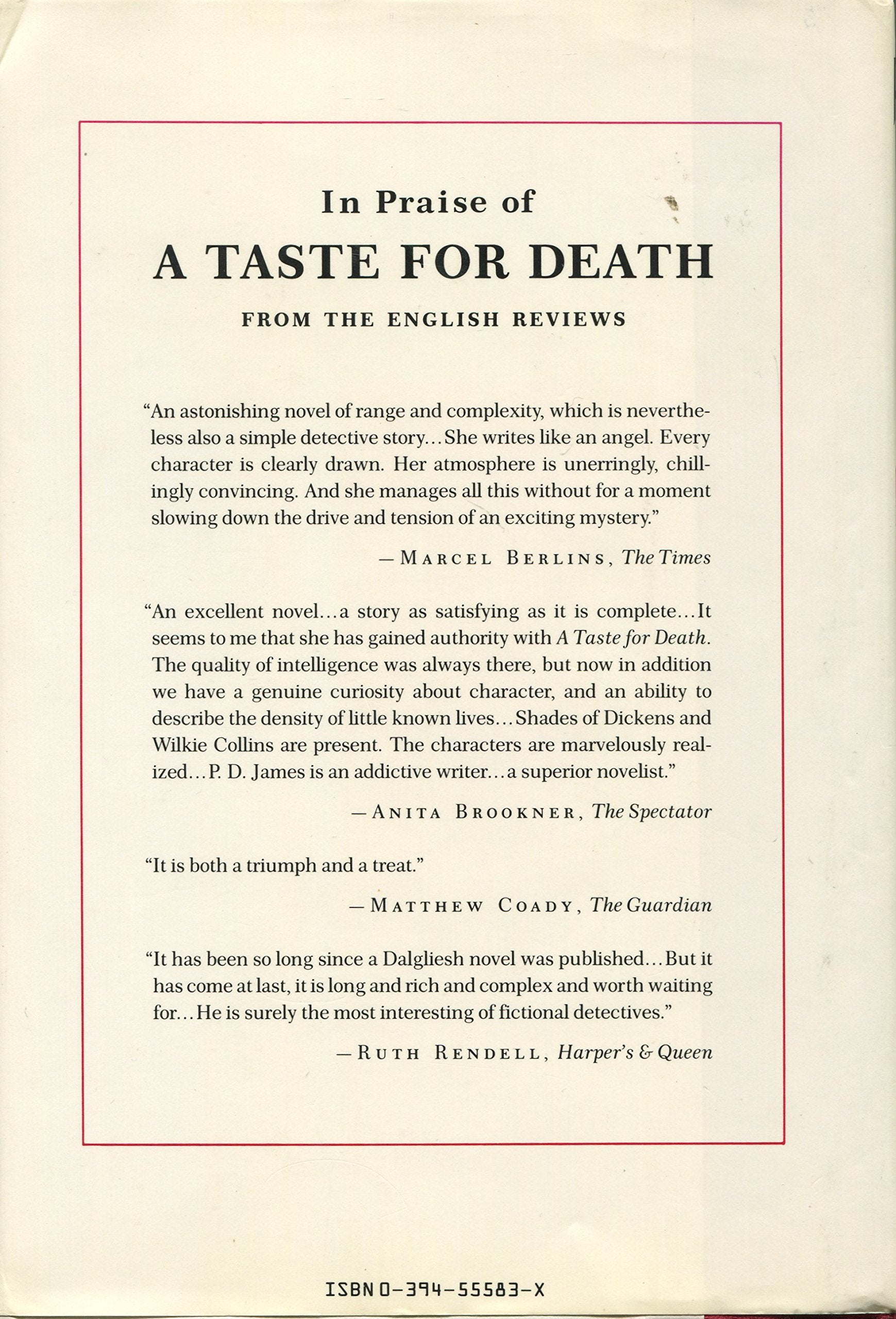 A Taste for Death used book depot