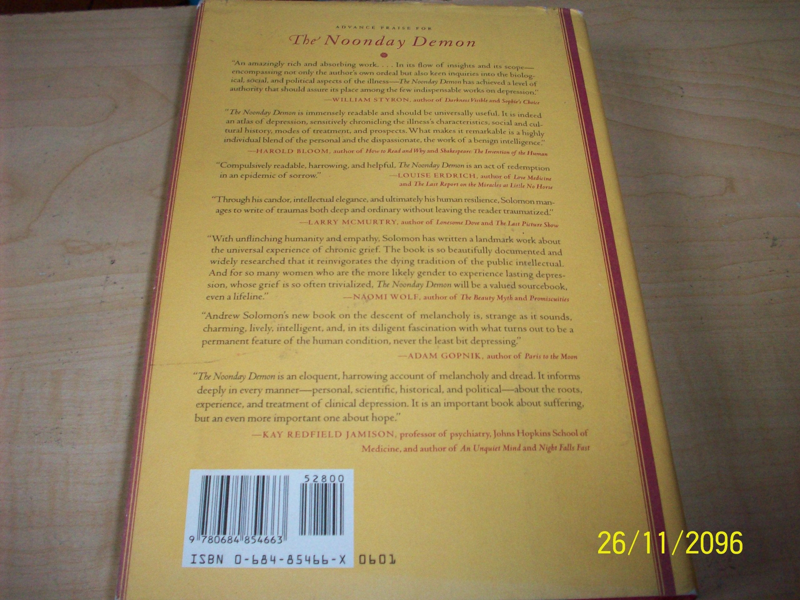The Noonday Demon: An Atlas Of Depression used book depot