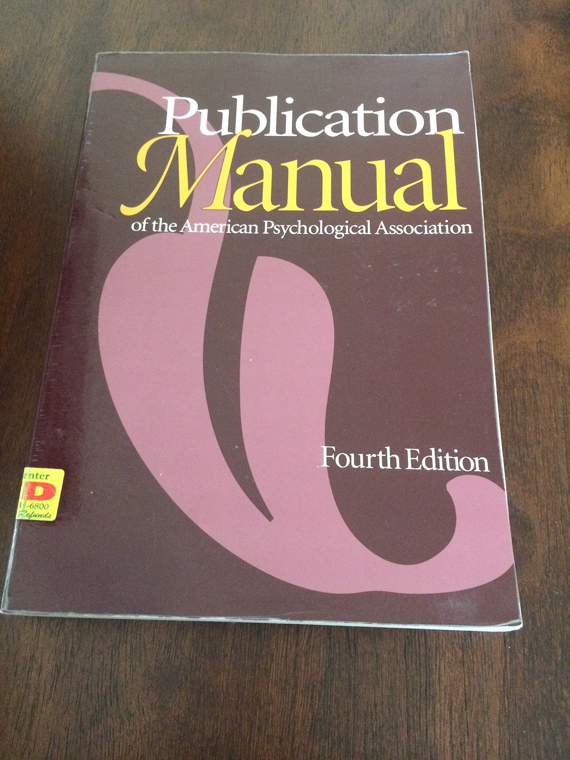 Publication Manual of the American Psychological Association, Fourth Edition used book depot