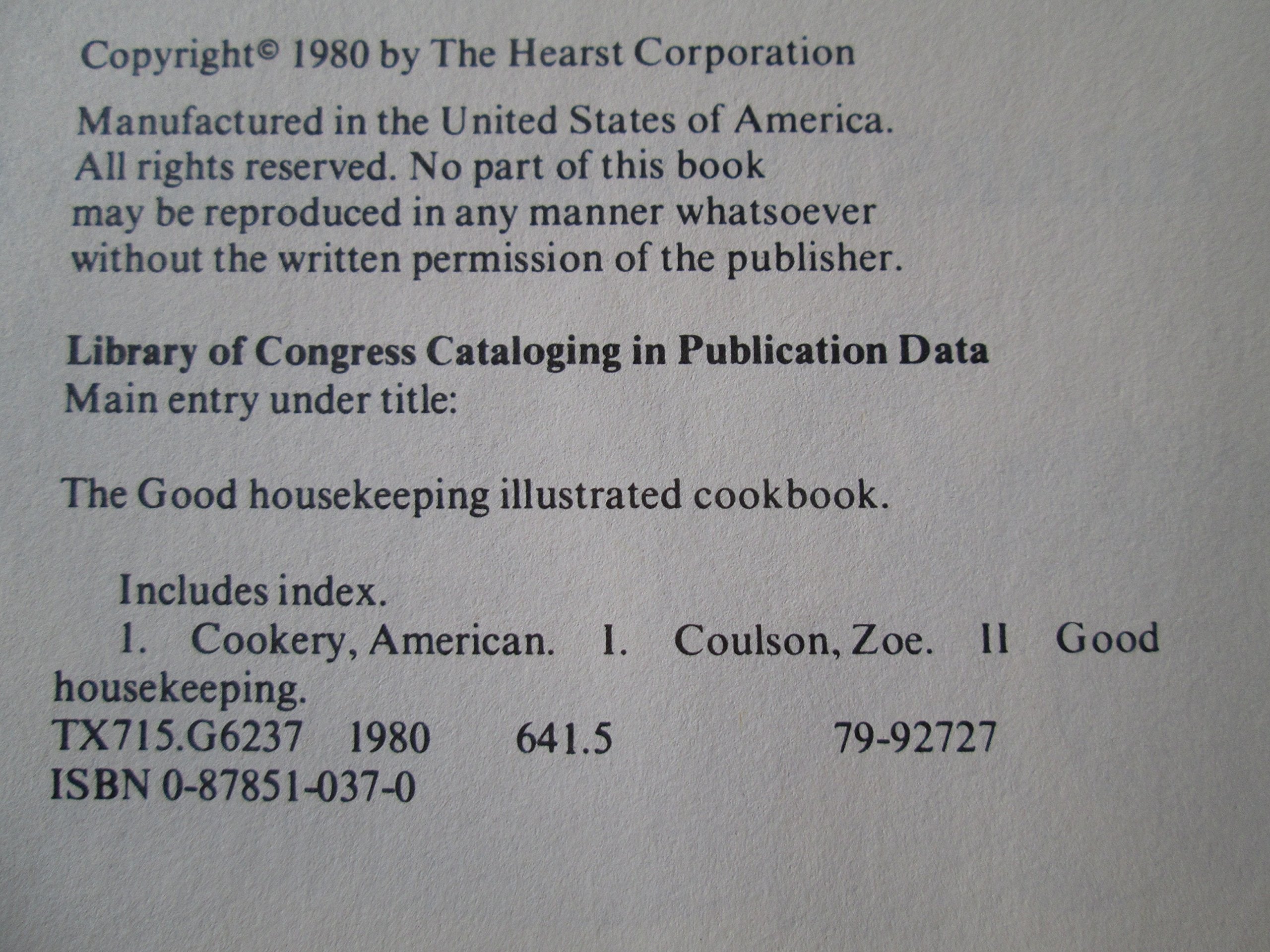 Good Housekeeping Illustrated Cookbook [Hardcover] used book depot