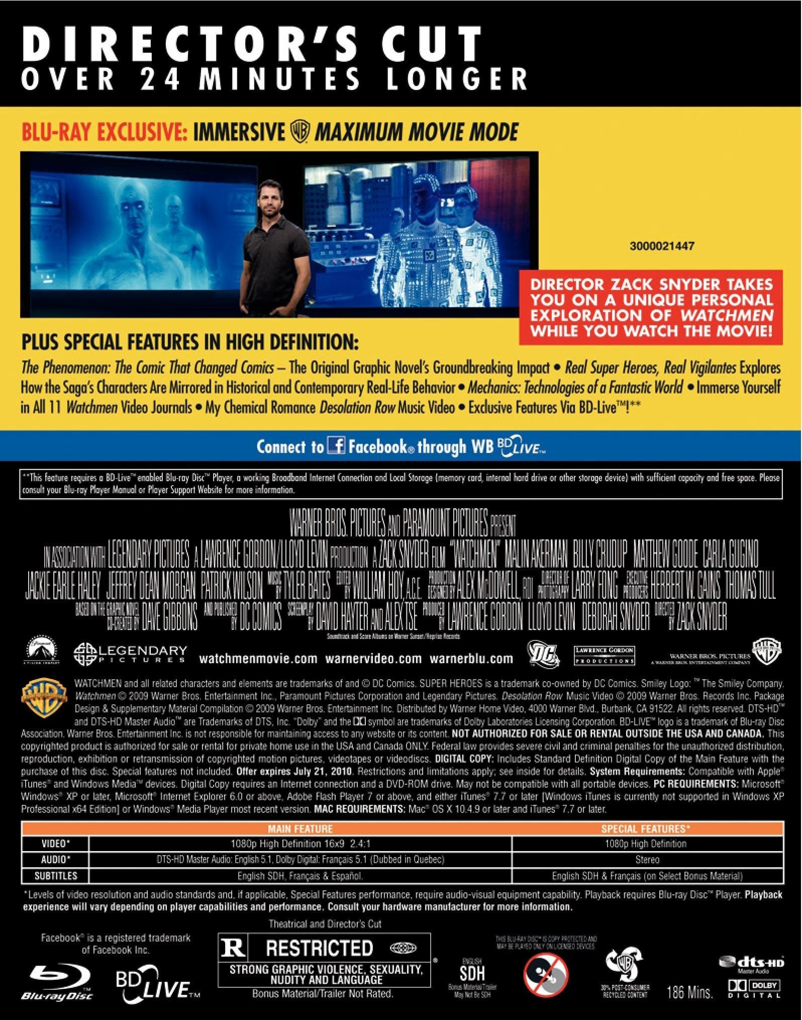 Watchmen (Director's Cut + BD-Live) [Blu-ray] used book depot