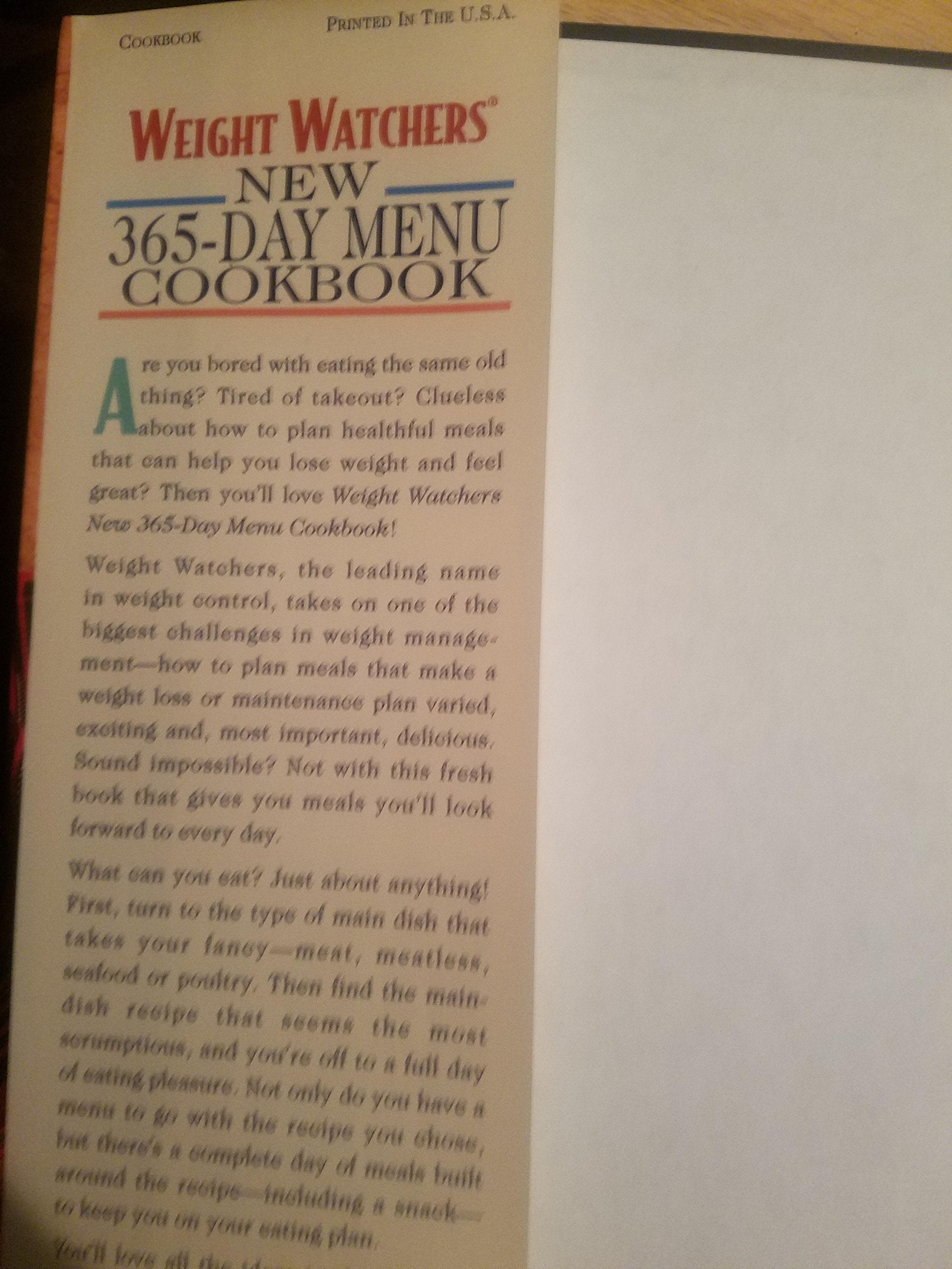 Weight Watchers New 365 Day Menu Cookbook: Complete Meals for Every Day of the Year used book depot