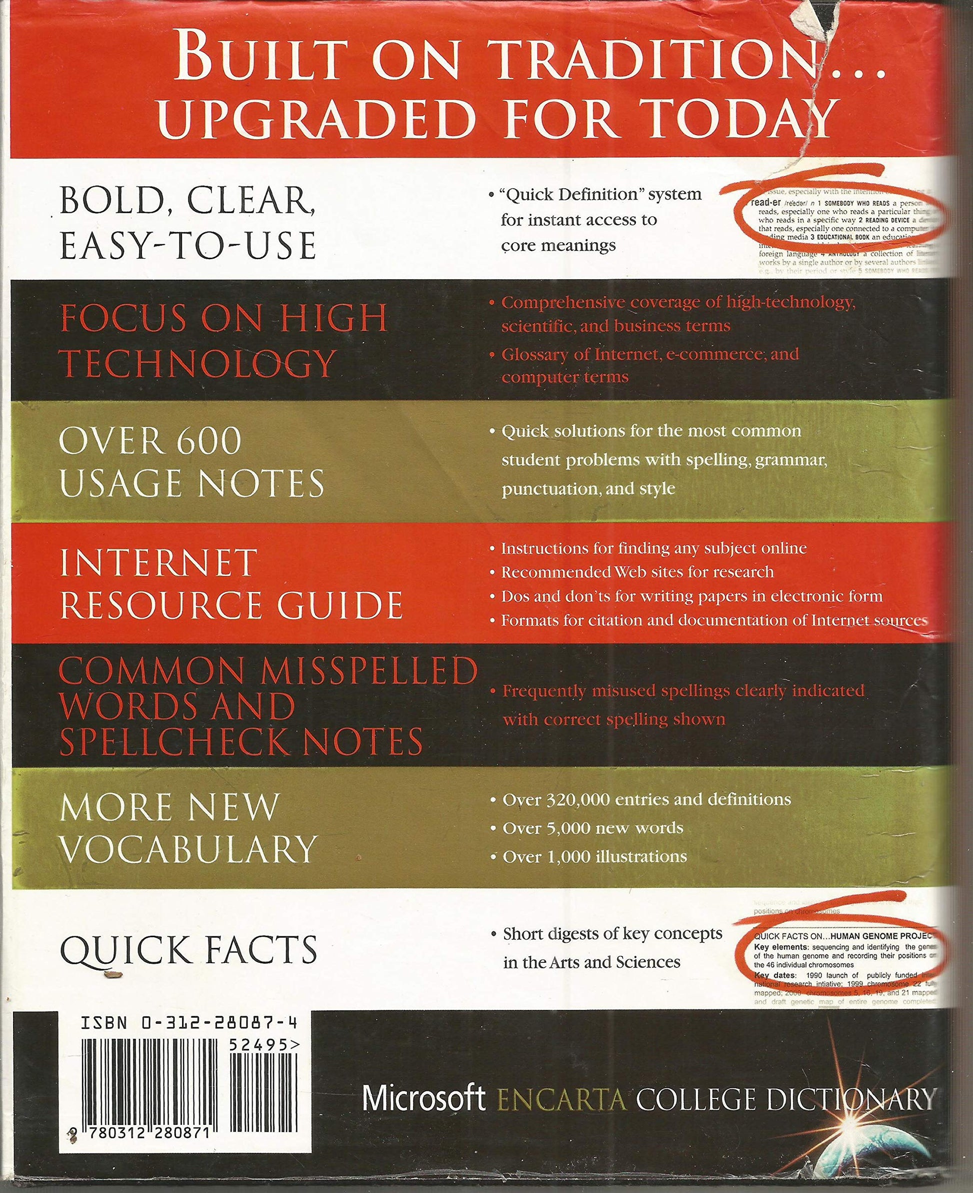 Microsoft Encarta College Dictionary: The First Dictionary For The Internet Age used book depot