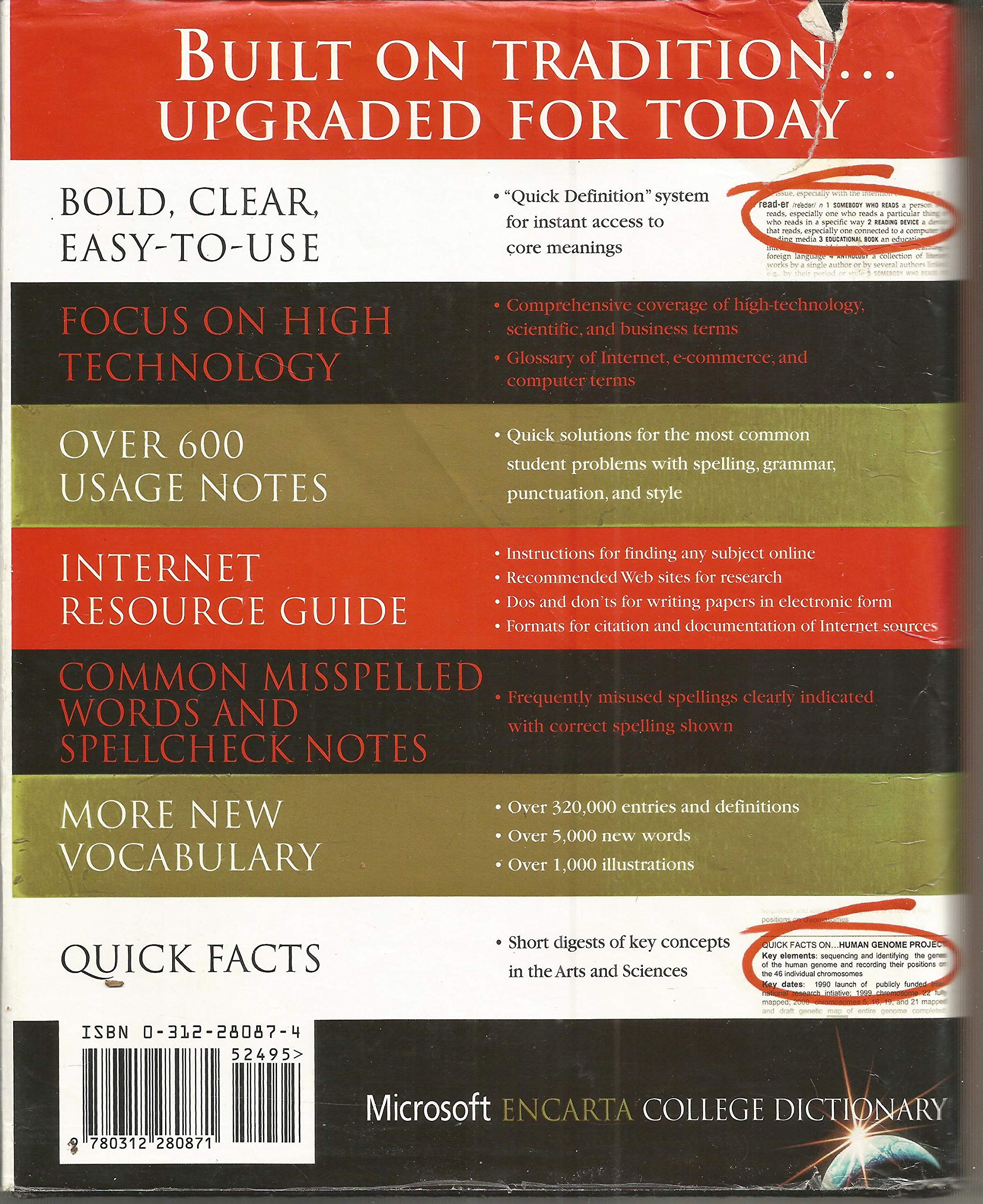 Microsoft Encarta College Dictionary: The First Dictionary For The Internet Age used book depot