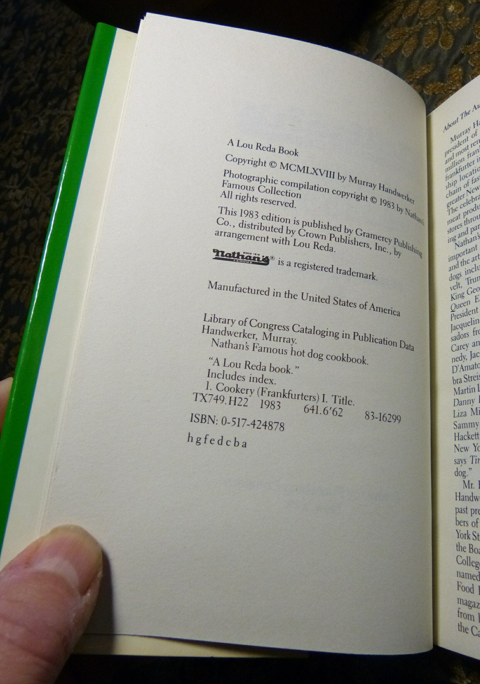 Nathan's Famous Hot Dog Cookbook used book depot
