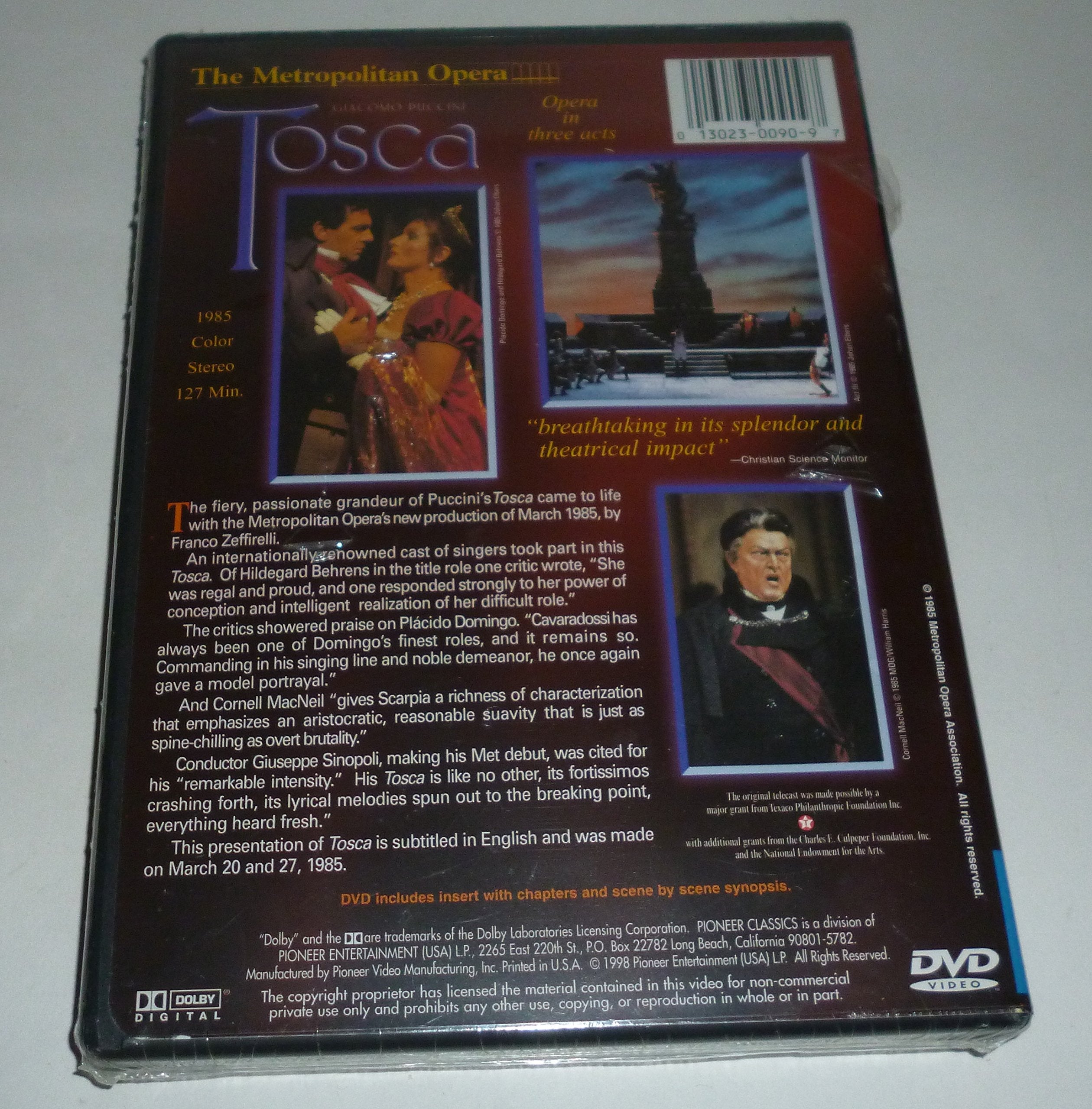 Puccini - Tosca / Sinopoli, Zeffirelli, Domingo, Behrens, MET [DVD] used book depot