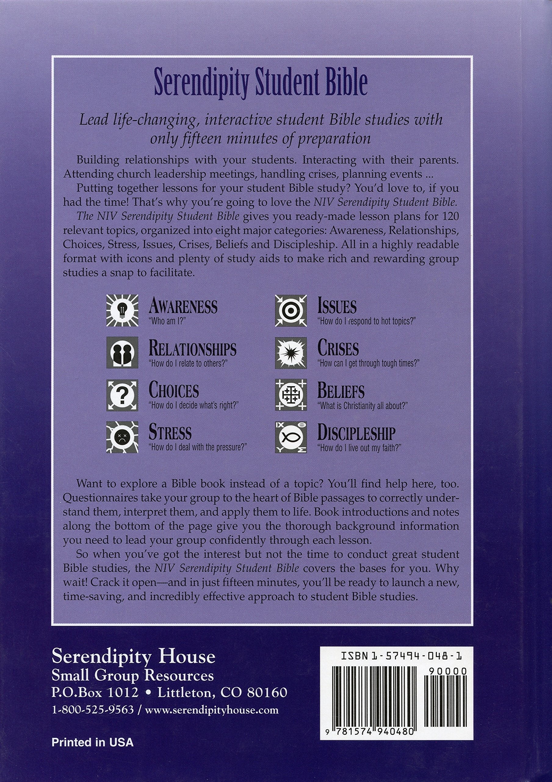 Serendipity Student Bible, New International Version used book depot