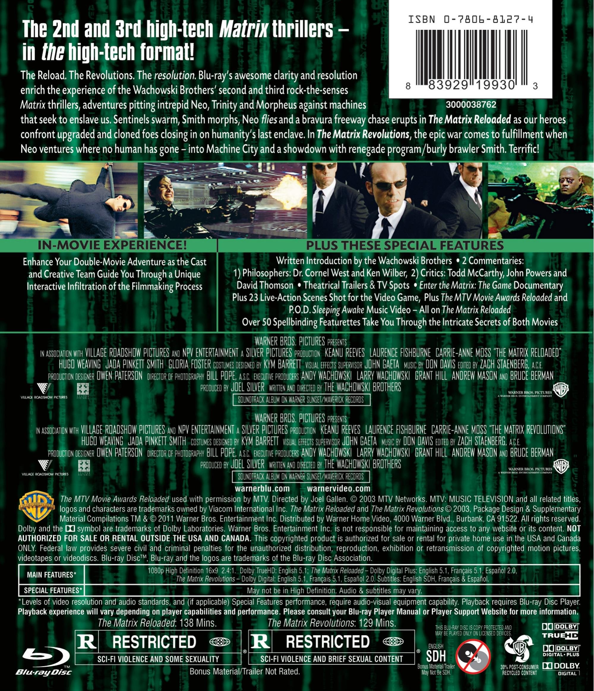 The Matrix Reloaded / The Matrix Revolutions (Two-Pack) [Blu-ray]