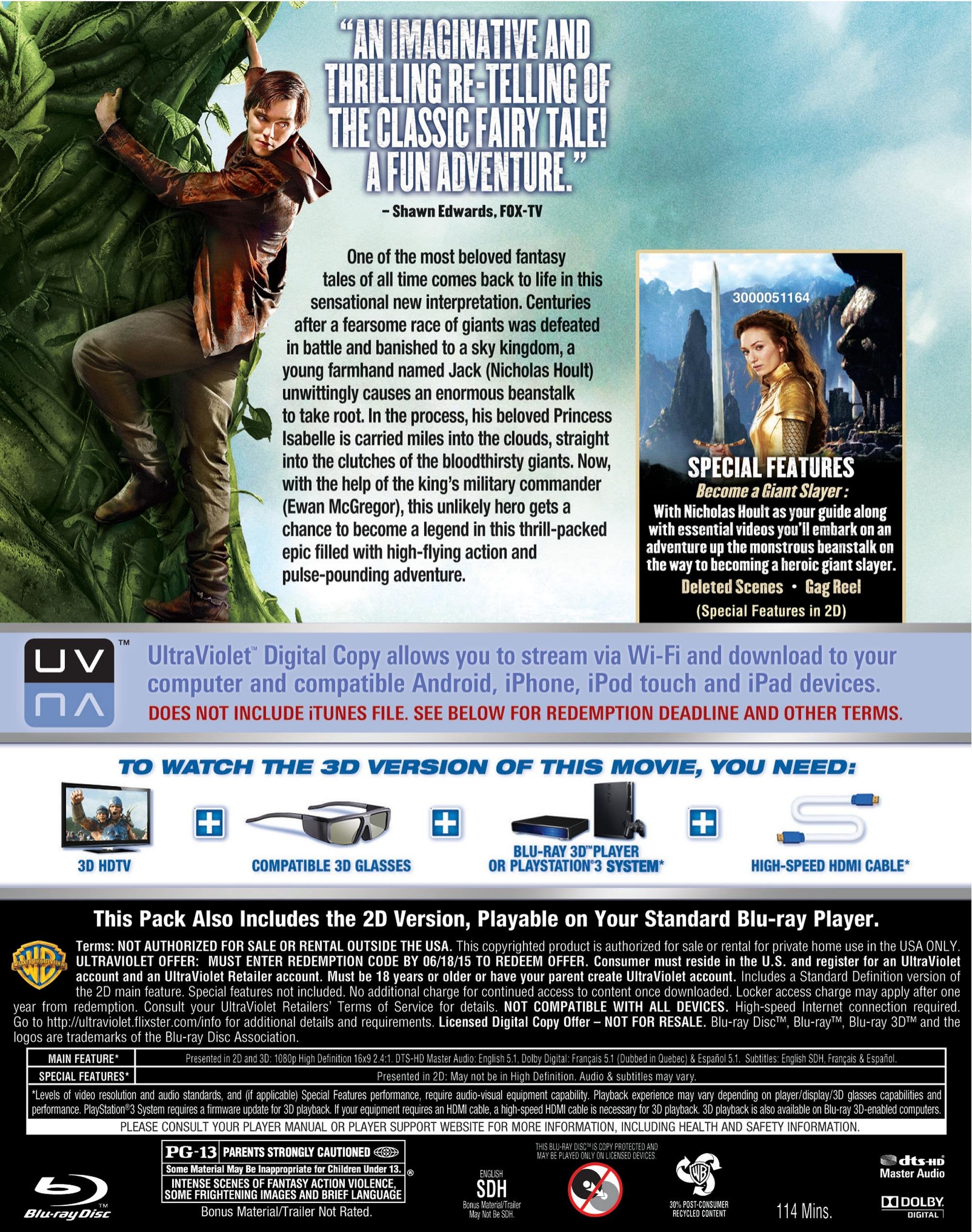 Jack the Giant Slayer (Blu-ray 3D/Blu-ray/DVD Combo Pack) used book depot