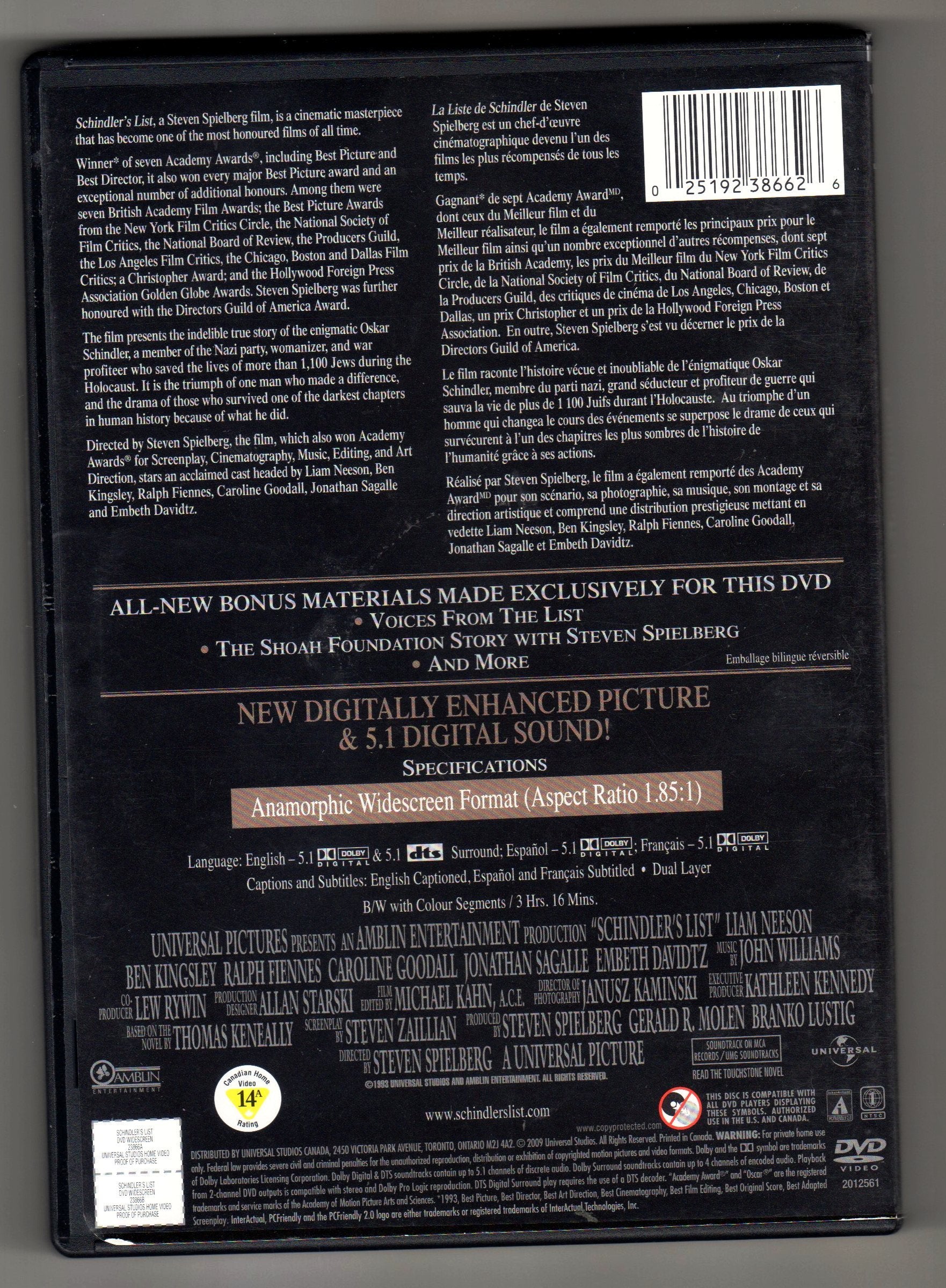 Schindler's List (Widescreen Edition)