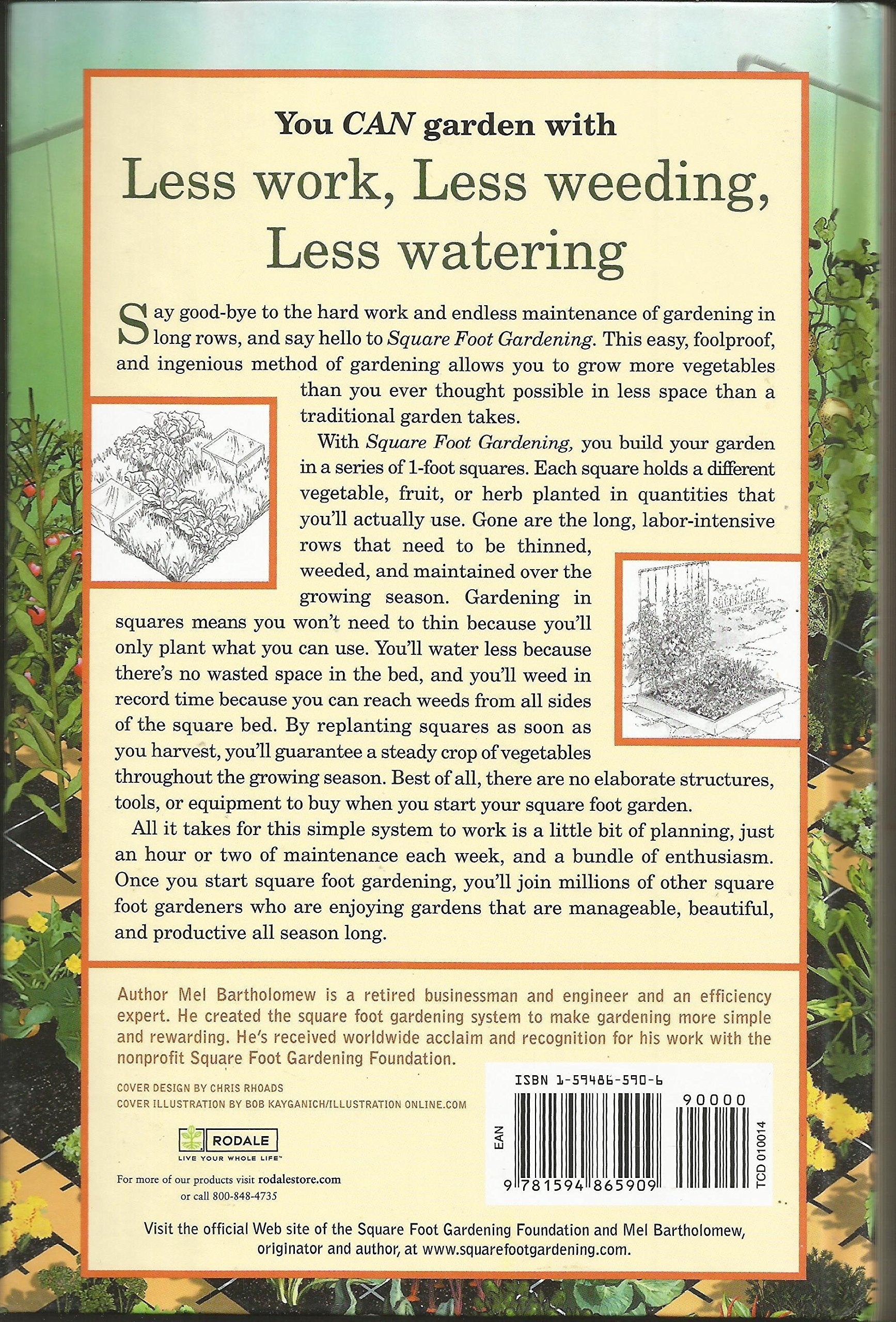 Square Foot Gardening: A New Way to Garden in Less Space with Less Work used book depot