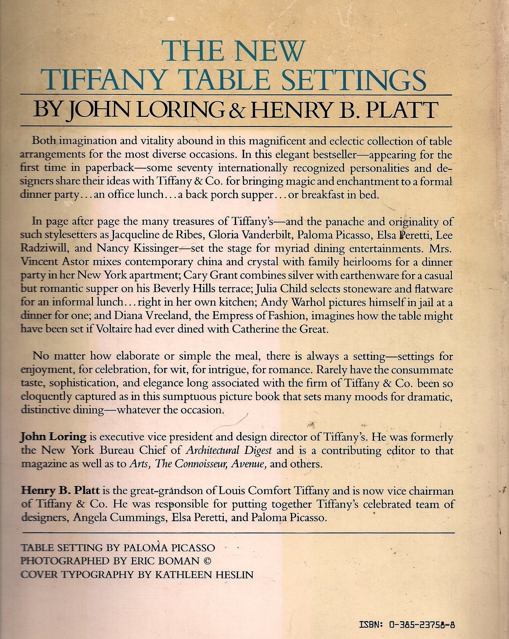 The New Tiffany Table Settings used book depot