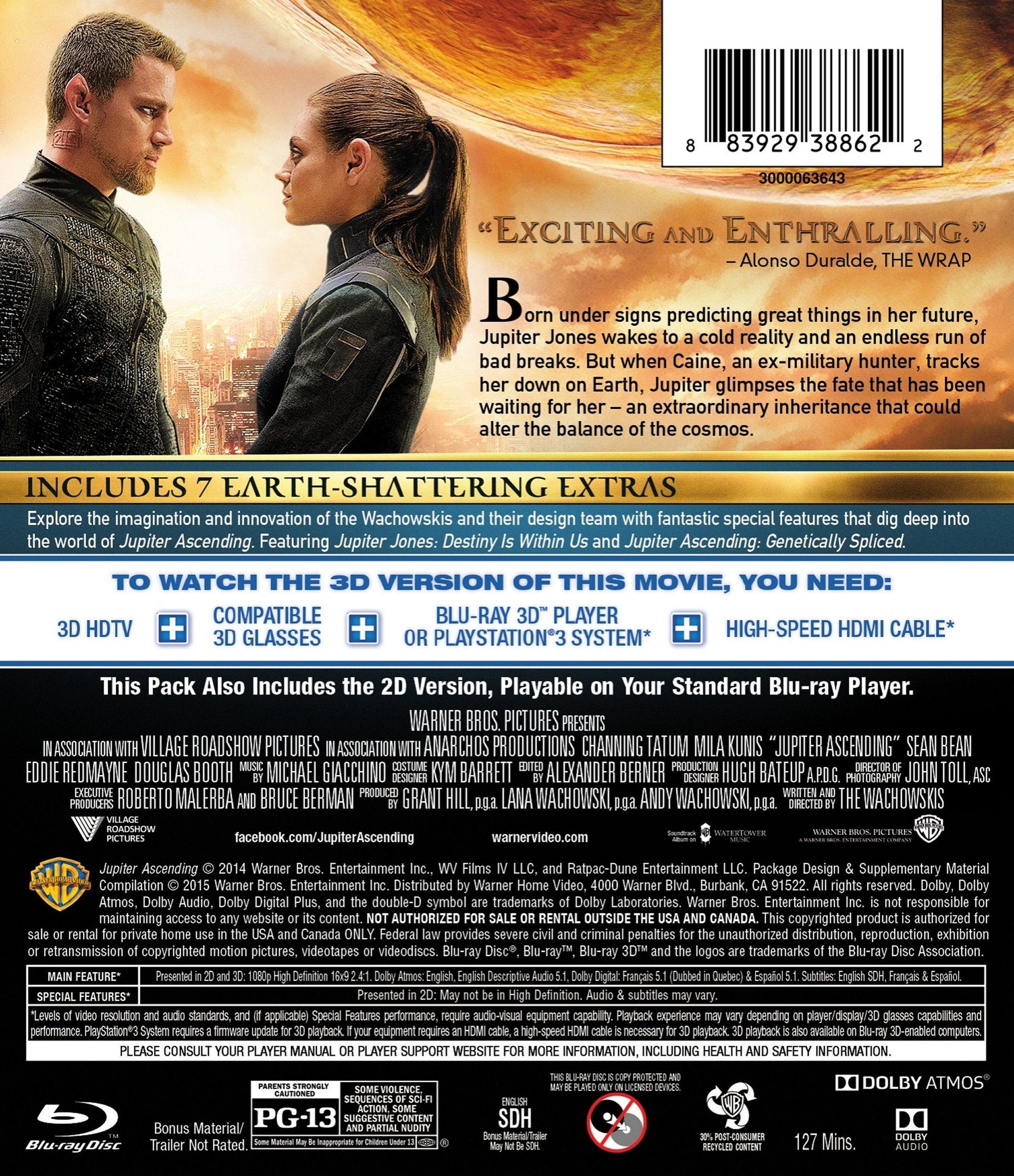 Jupiter Ascending (Blu-ray 3D + Blu-ray + DVD + Digital HD) [3D Blu-ray] used book depot