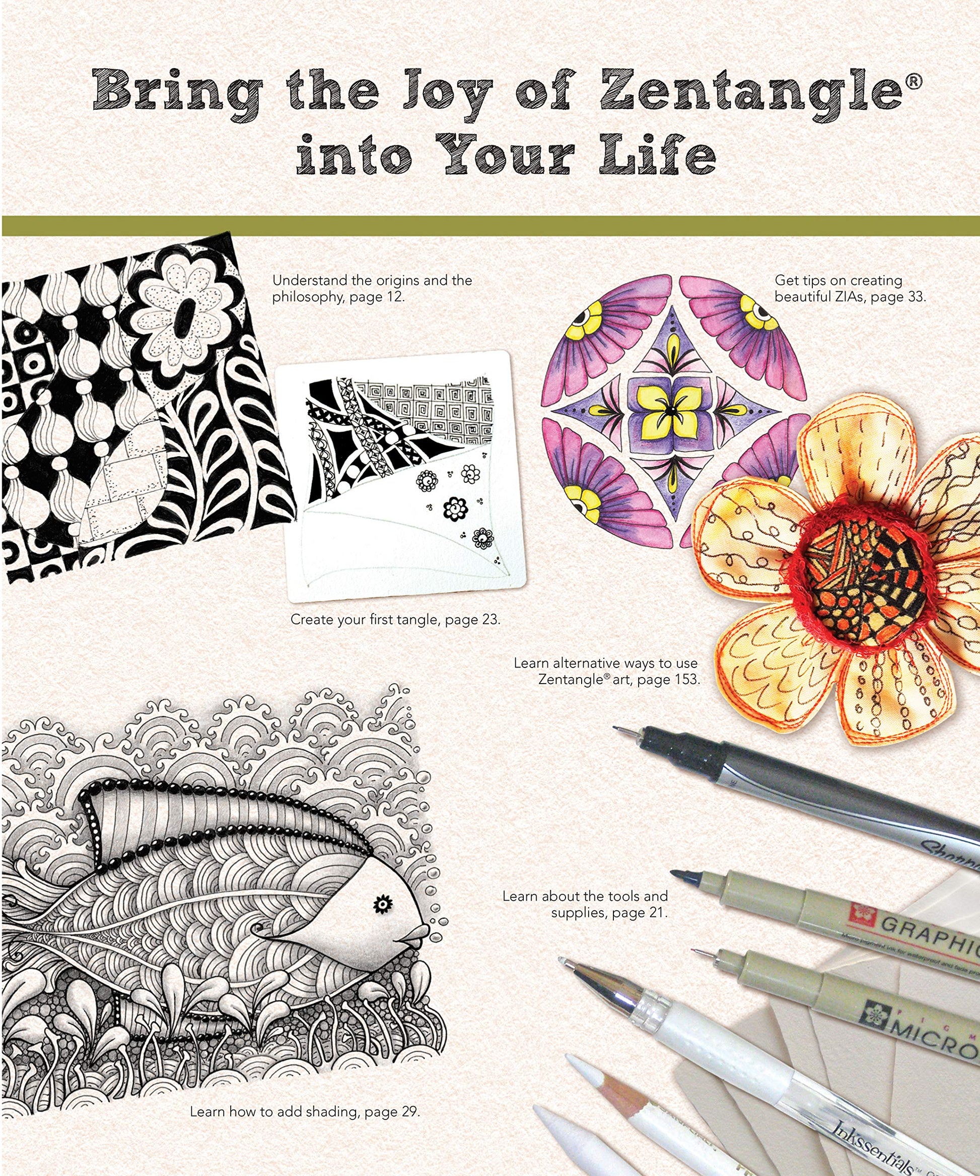 Joy of Zentangle: Drawing Your Way to Increased Creativity, Focus, and Well-Being (Design Originals) Instructions for 101 Tangle Patterns from CZTs Suzanne McNeill, Sandy Steen Bartholomew, & used book depot