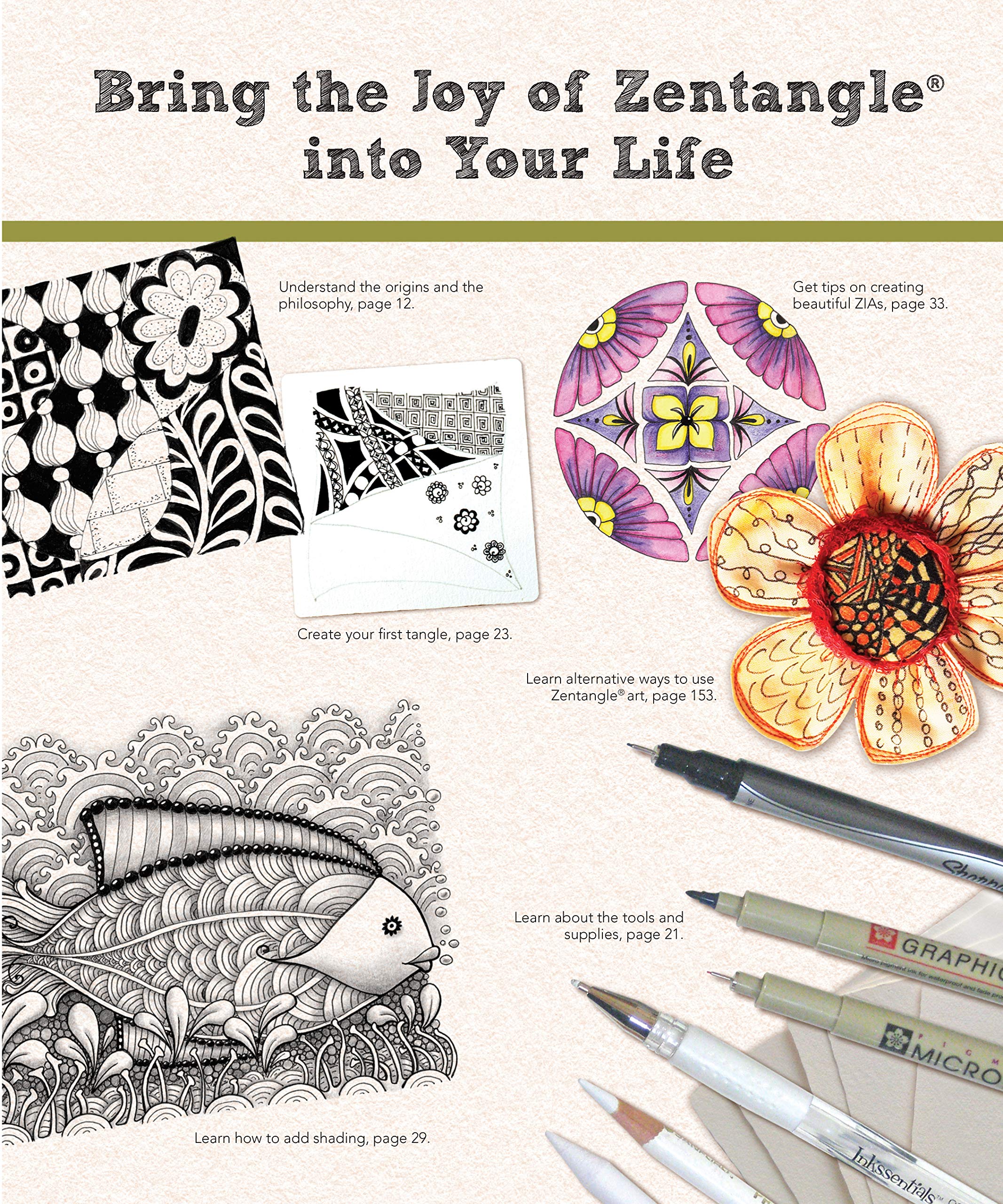 Joy of Zentangle: Drawing Your Way to Increased Creativity, Focus, and Well-Being (Design Originals) Instructions for 101 Tangle Patterns from CZTs Suzanne McNeill, Sandy Steen Bartholomew, & used book depot